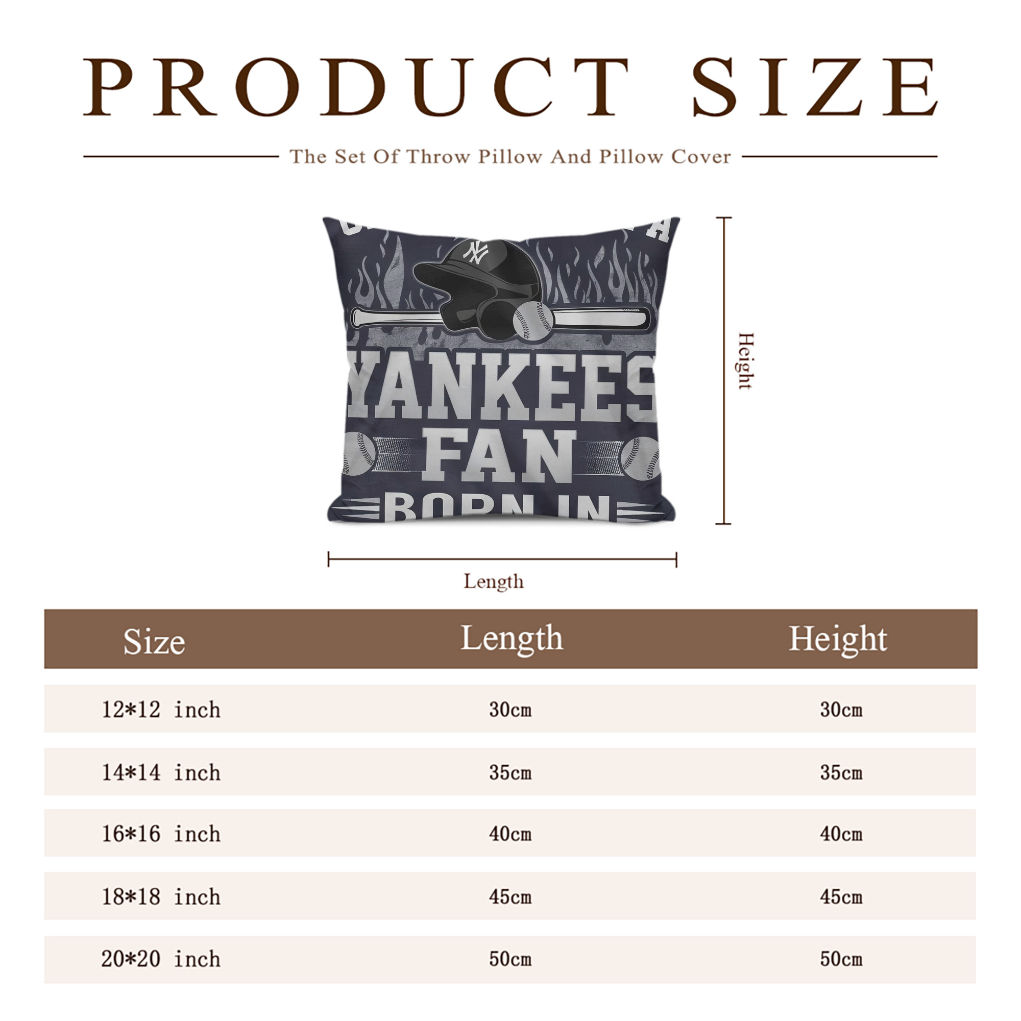 New York Yankees 349 Soft Polyester Pillow Cover With Insert – Double-Sided Design, Invisible Zipper, Durable & Breathable – Easy Care Cushion Set