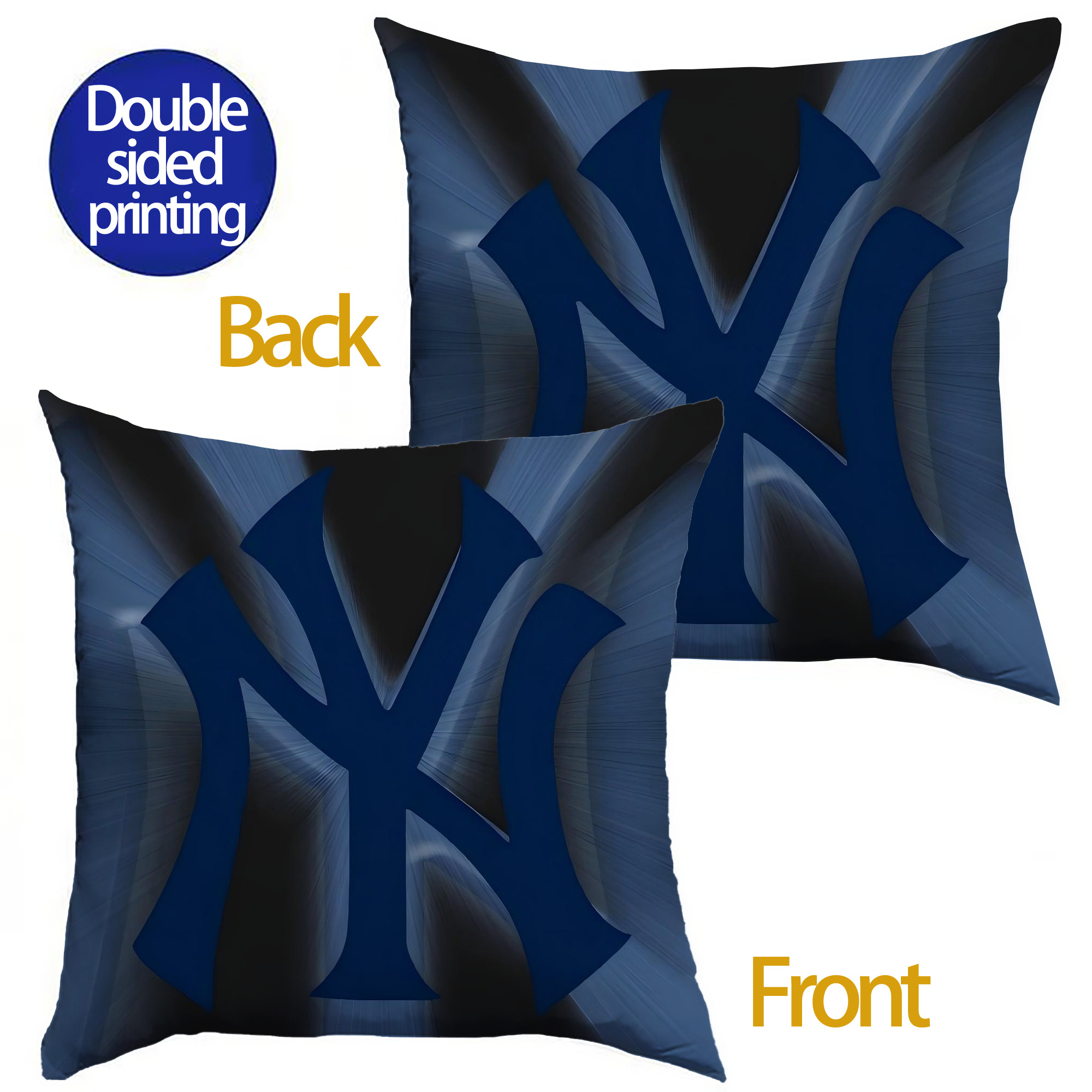 New York Yankees 110 Soft Polyester Pillow Cover With Insert – Double-Sided Design, Invisible Zipper, Durable & Breathable – Easy Care Cushion Set