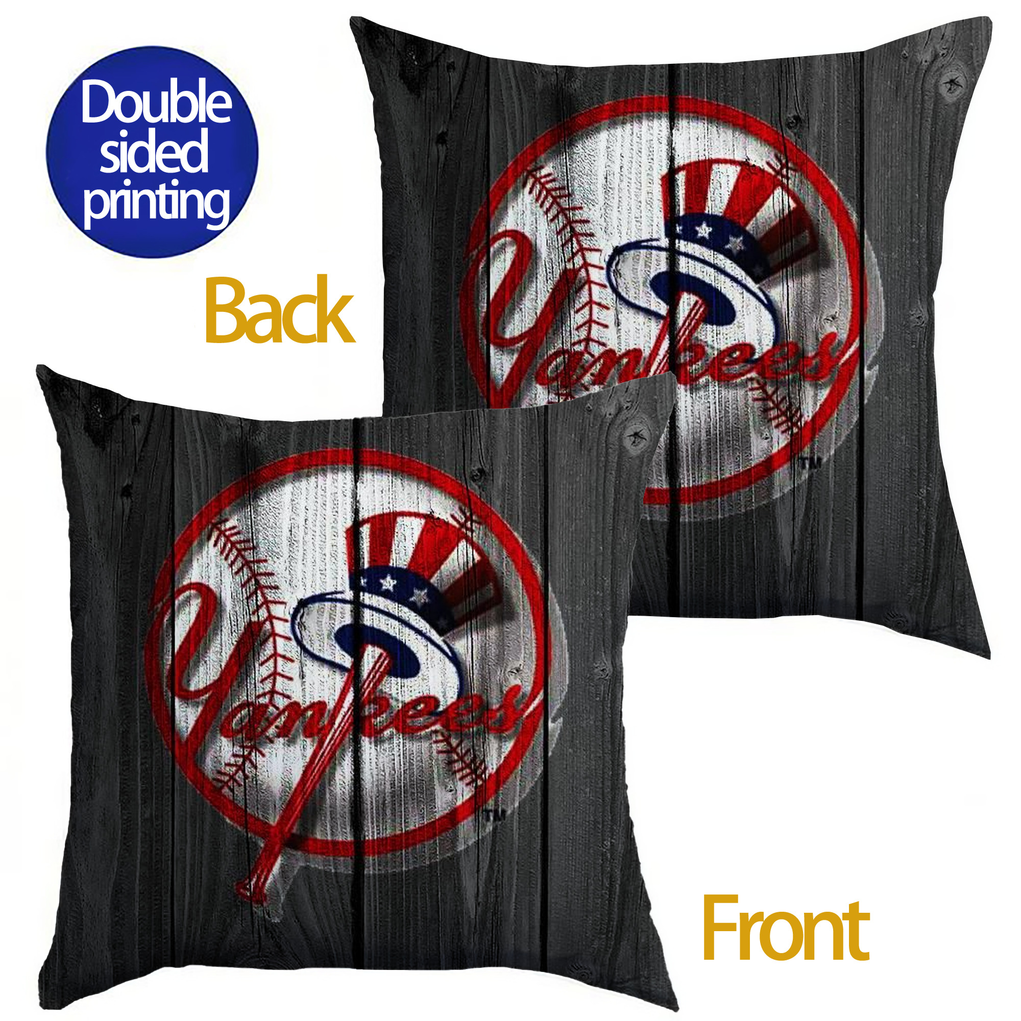 New York Yankees 131 Soft Polyester Pillow Cover With Insert – Double-Sided Design, Invisible Zipper, Durable & Breathable – Easy Care Cushion Set