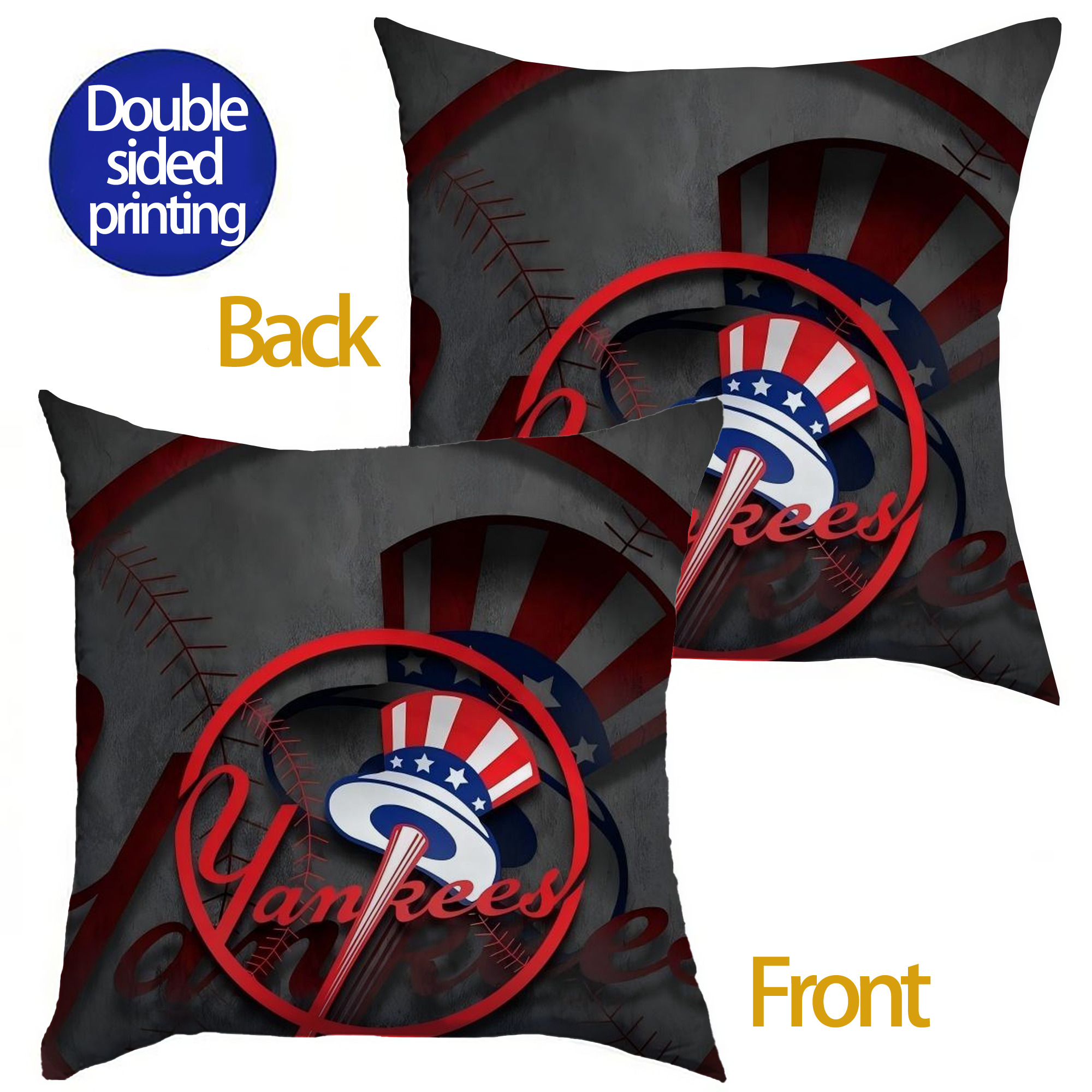 New York Yankees 97 Soft Polyester Pillow Cover With Insert – Double-Sided Design, Invisible Zipper, Durable & Breathable – Easy Care Cushion Set