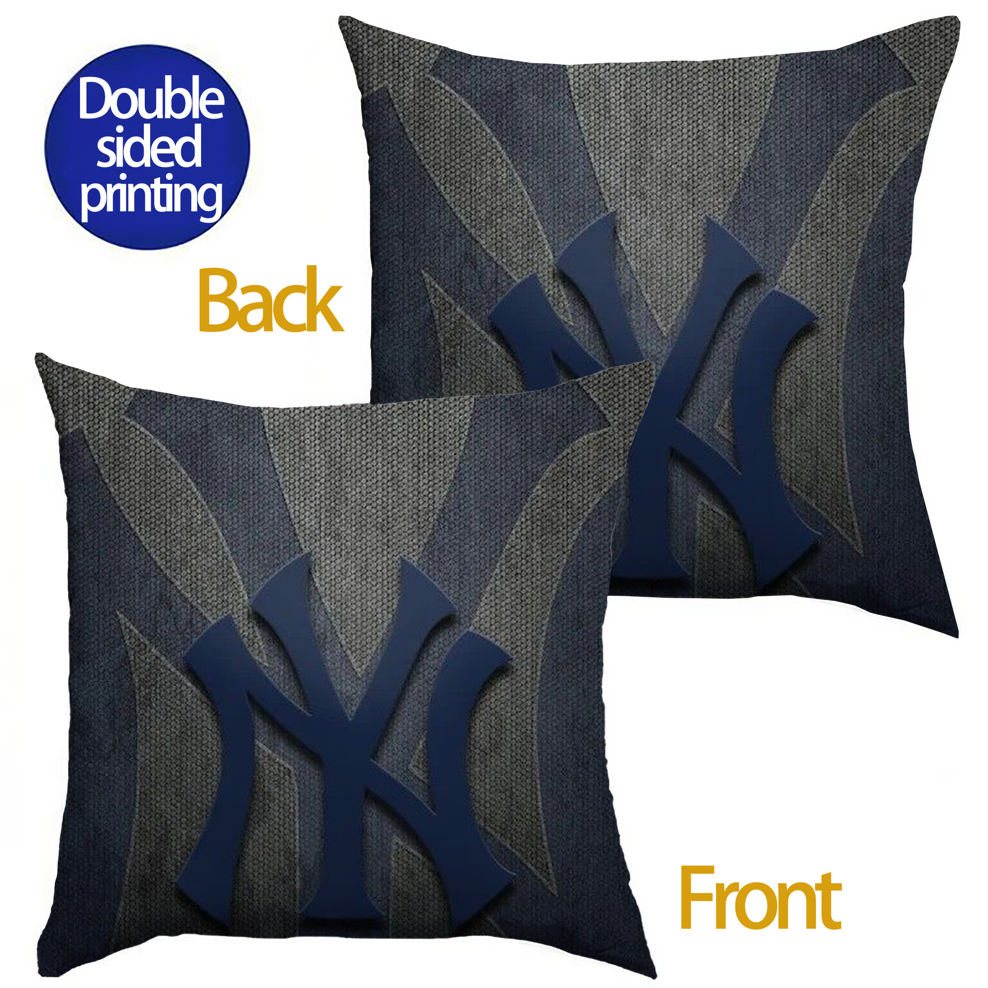 New York Yankees 153 Soft Polyester Pillow Cover With Insert – Double-Sided Design, Invisible Zipper, Durable & Breathable – Easy Care Cushion Set
