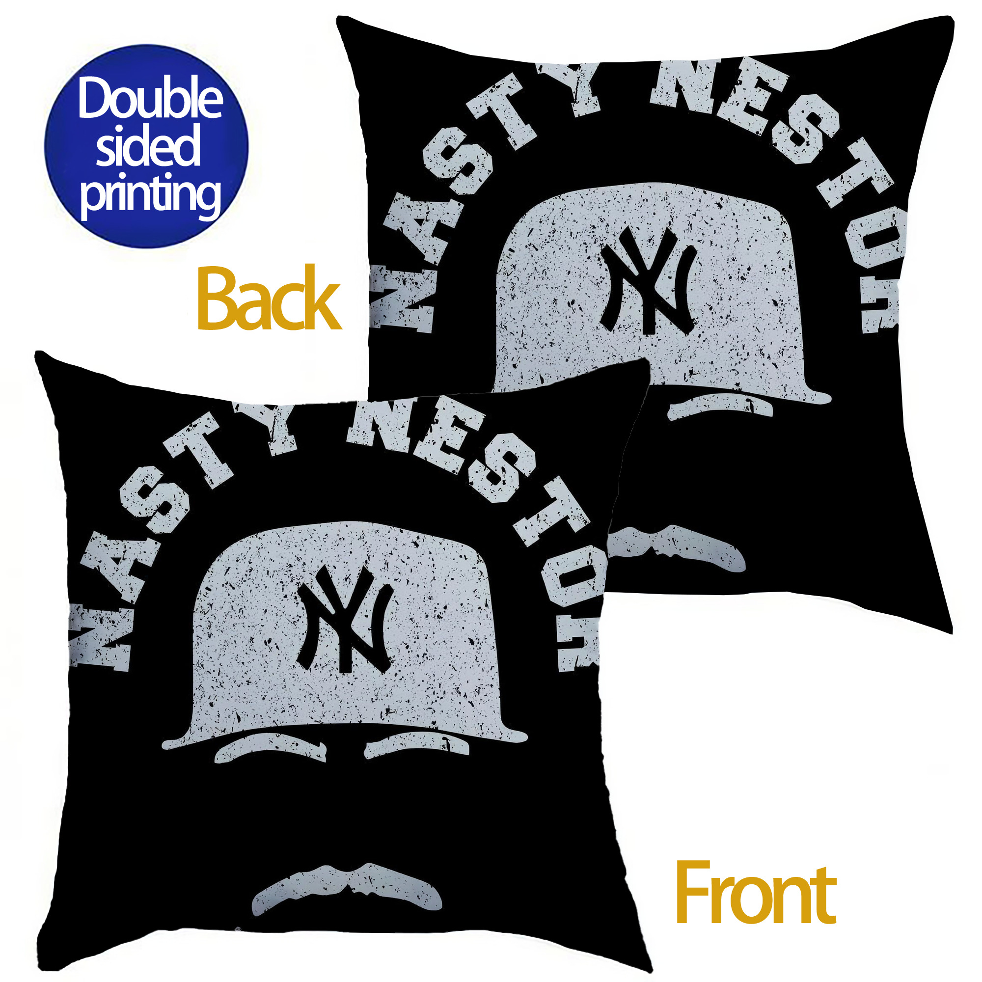 New York Yankees 152 Soft Polyester Pillow Cover With Insert – Double-Sided Design, Invisible Zipper, Durable & Breathable – Easy Care Cushion Set
