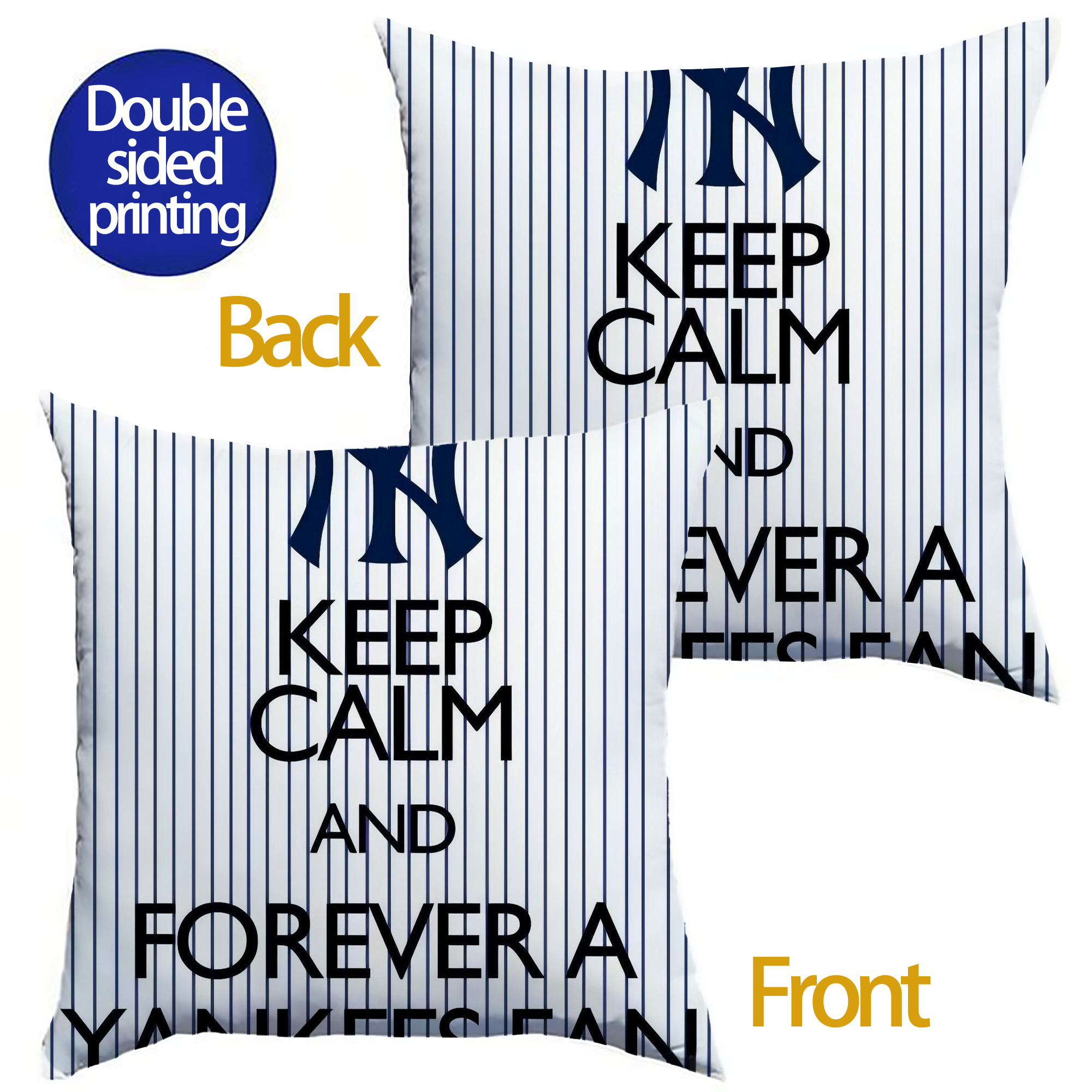 New York Yankees 158 Soft Polyester Pillow Cover With Insert – Double-Sided Design, Invisible Zipper, Durable & Breathable – Easy Care Cushion Set