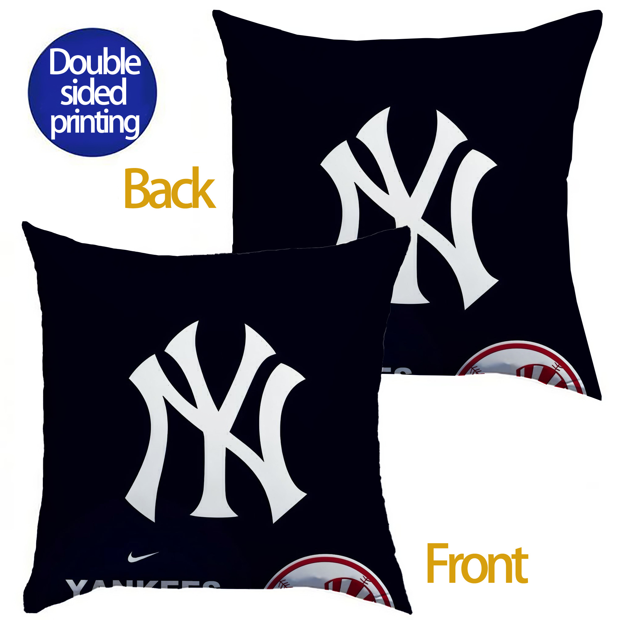 New York Yankees 122 Soft Polyester Pillow Cover With Insert – Double-Sided Design, Invisible Zipper, Durable & Breathable – Easy Care Cushion Set