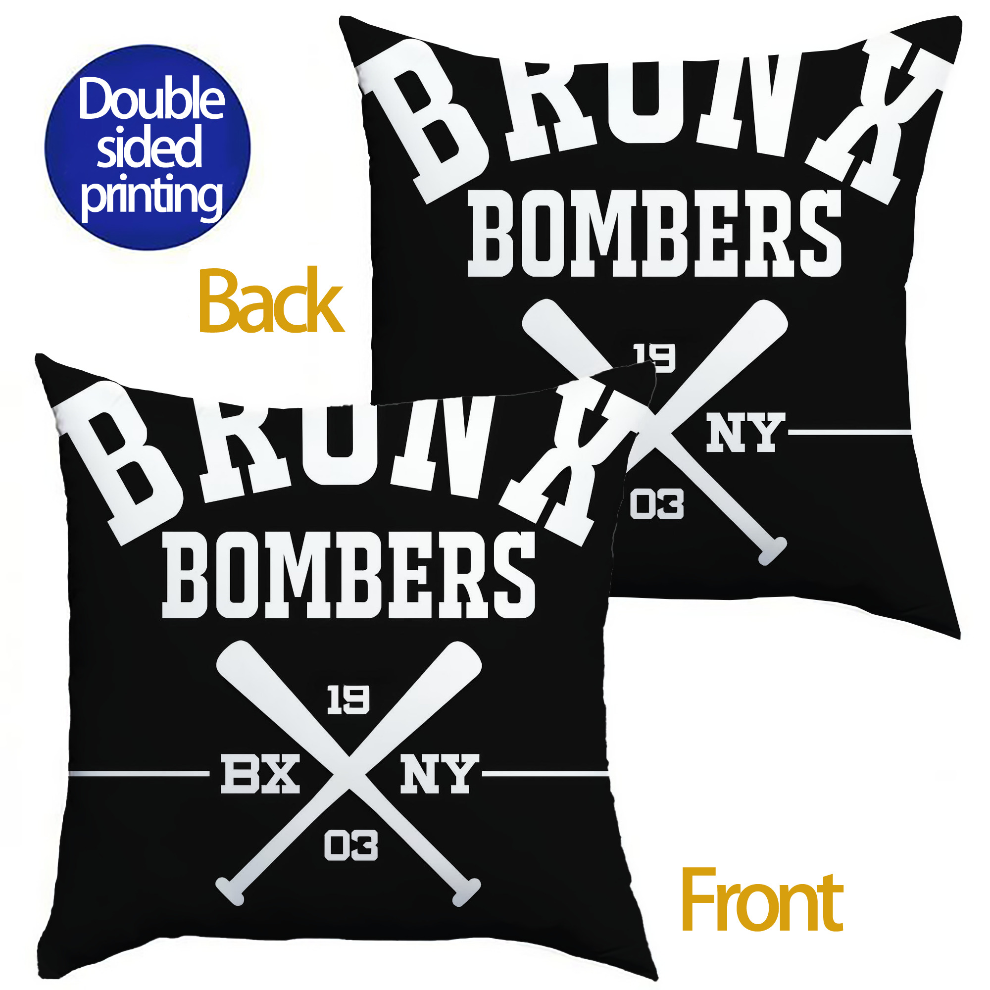 New York Yankees 163 Soft Polyester Pillow Cover With Insert – Double-Sided Design, Invisible Zipper, Durable & Breathable – Easy Care Cushion Set