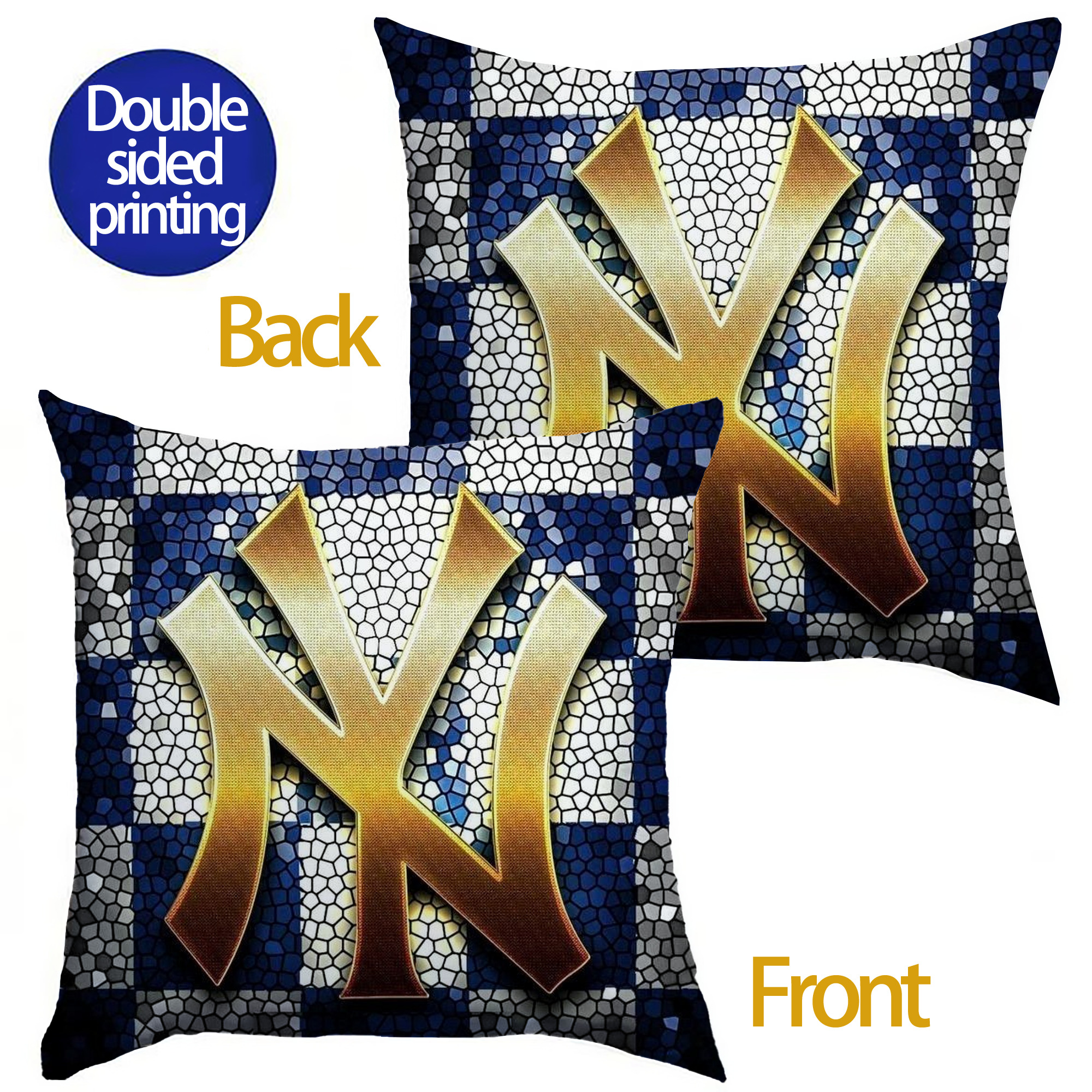 New York Yankees 129 Soft Polyester Pillow Cover With Insert – Double-Sided Design, Invisible Zipper, Durable & Breathable – Easy Care Cushion Set