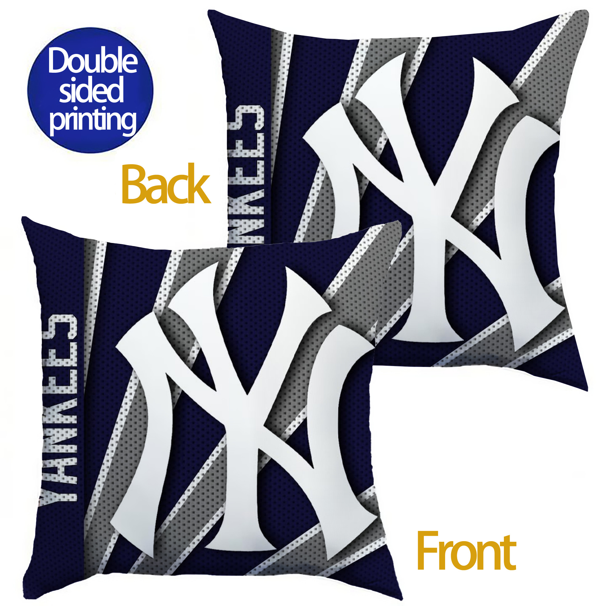 New York Yankees 168 Soft Polyester Pillow Cover With Insert – Double-Sided Design, Invisible Zipper, Durable & Breathable – Easy Care Cushion Set
