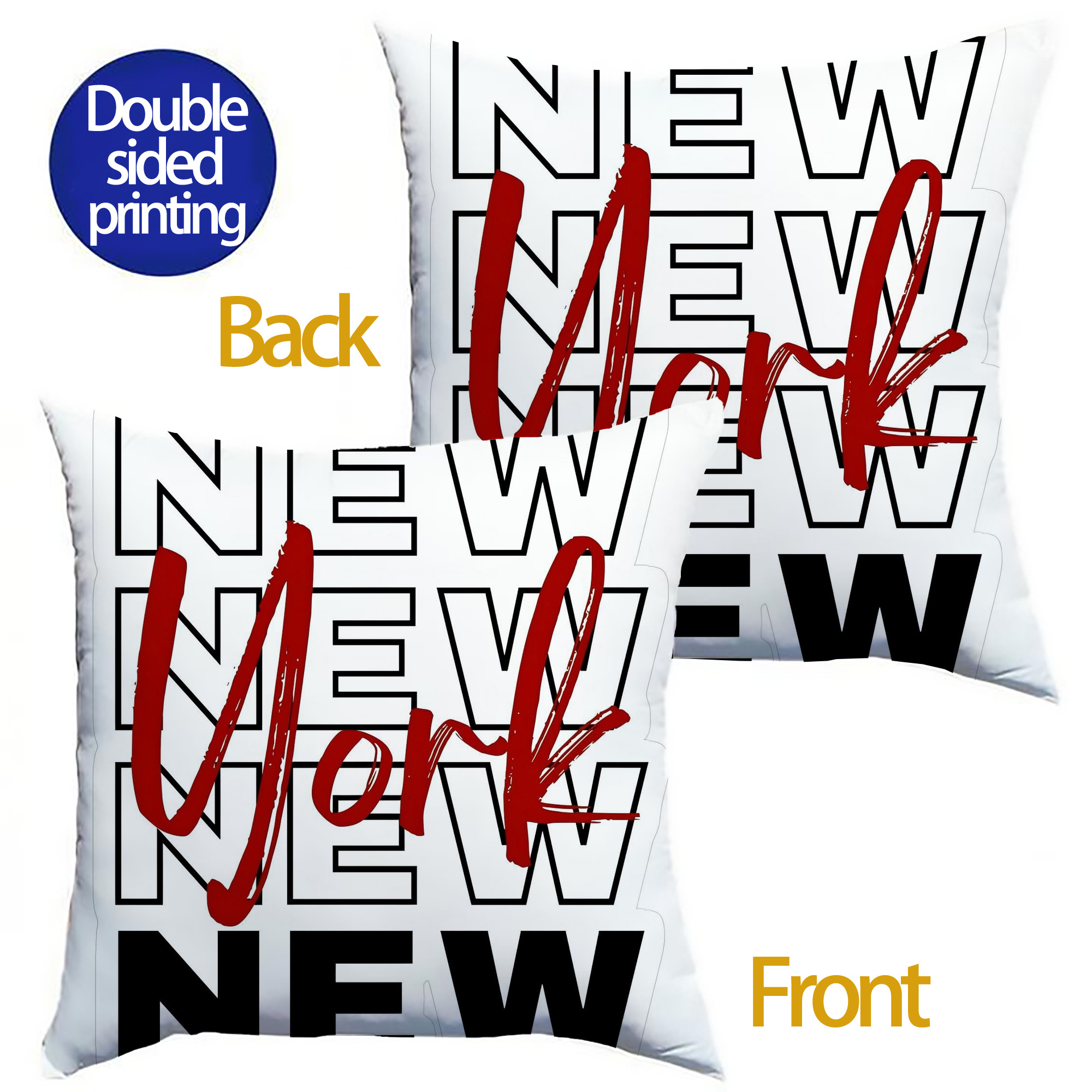 New York Yankees 176 Soft Polyester Pillow Cover With Insert – Double-Sided Design, Invisible Zipper, Durable & Breathable – Easy Care Cushion Set