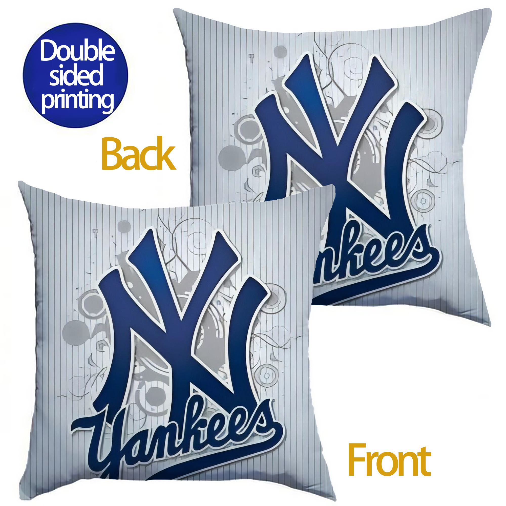 New York Yankees 181 Soft Polyester Pillow Cover With Insert – Double-Sided Design, Invisible Zipper, Durable & Breathable – Easy Care Cushion Set