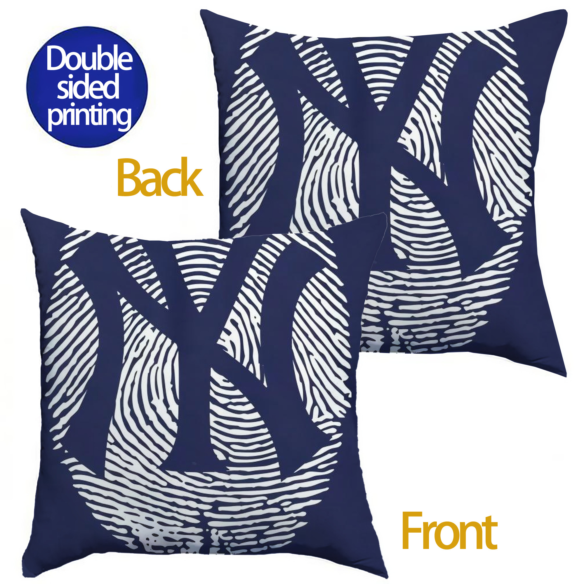 New York Yankees 145 Soft Polyester Pillow Cover With Insert – Double-Sided Design, Invisible Zipper, Durable & Breathable – Easy Care Cushion Set