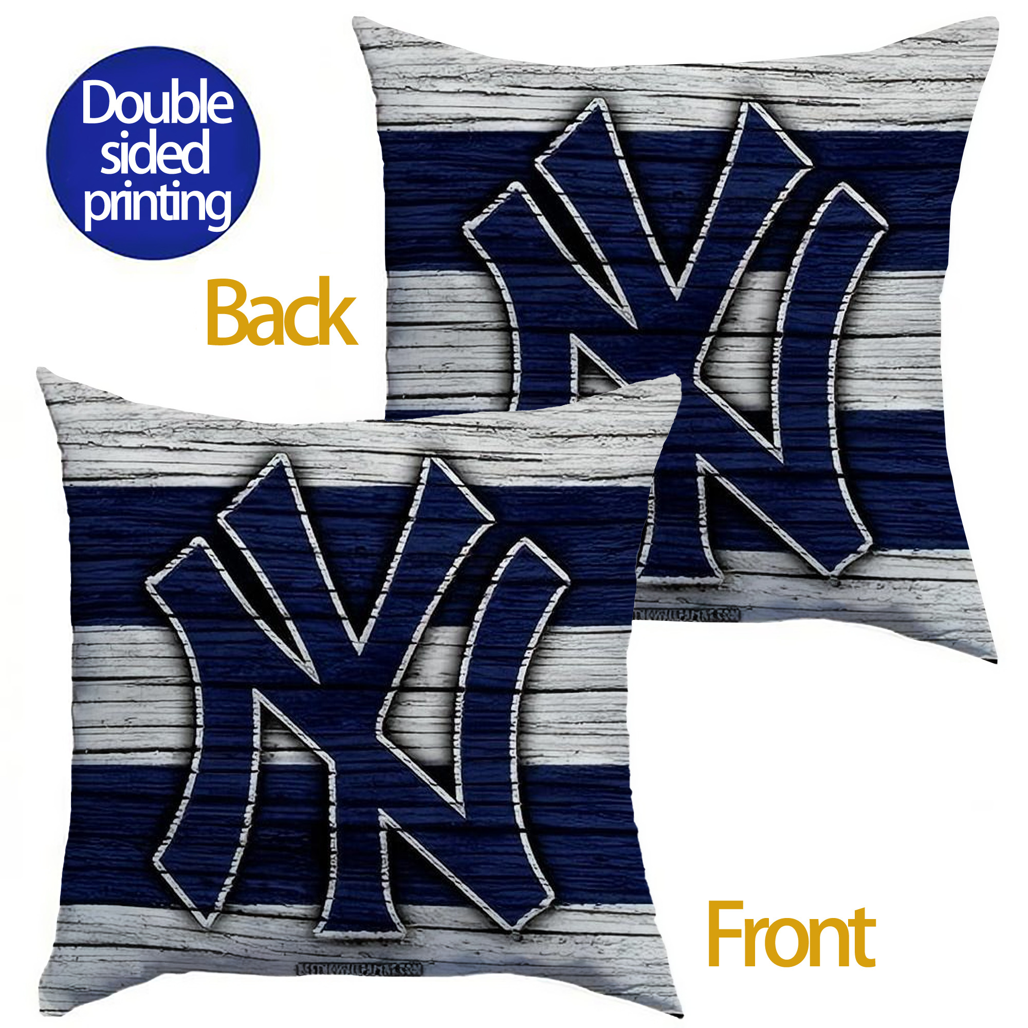New York Yankees 187 Soft Polyester Pillow Cover With Insert – Double-Sided Design, Invisible Zipper, Durable & Breathable – Easy Care Cushion Set