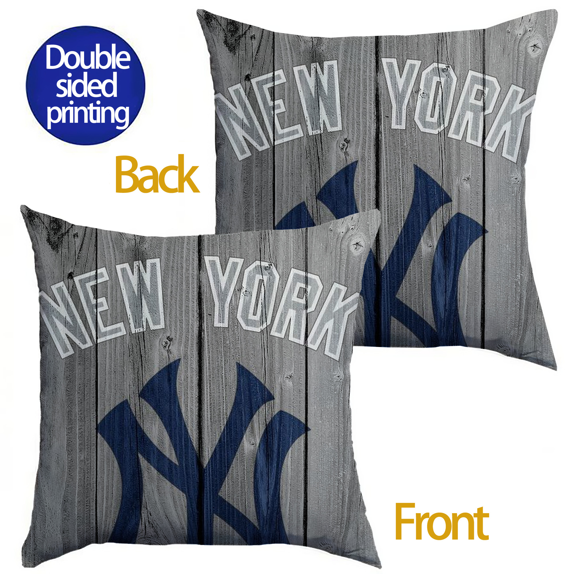 New York Yankees 204 Soft Polyester Pillow Cover With Insert – Double-Sided Design, Invisible Zipper, Durable & Breathable – Easy Care Cushion Set