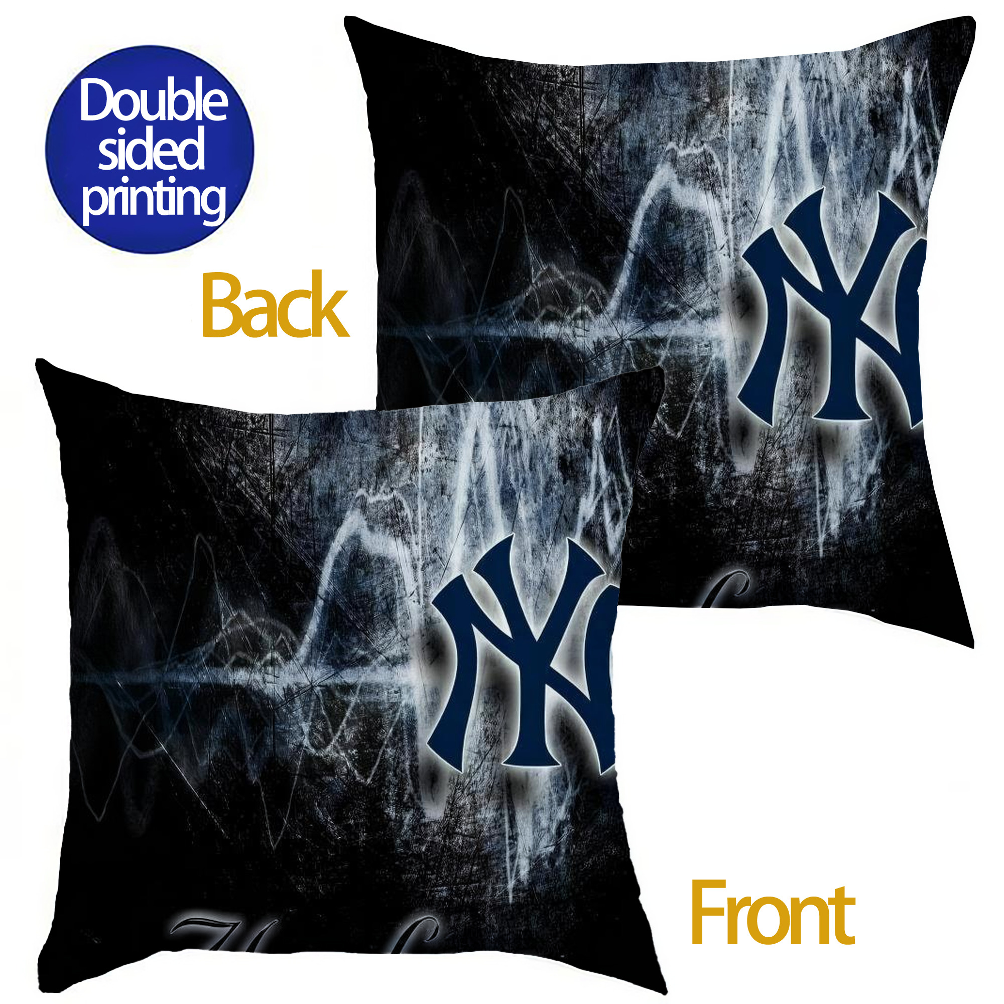 New York Yankees 146 Soft Polyester Pillow Cover With Insert – Double-Sided Design, Invisible Zipper, Durable & Breathable – Easy Care Cushion Set