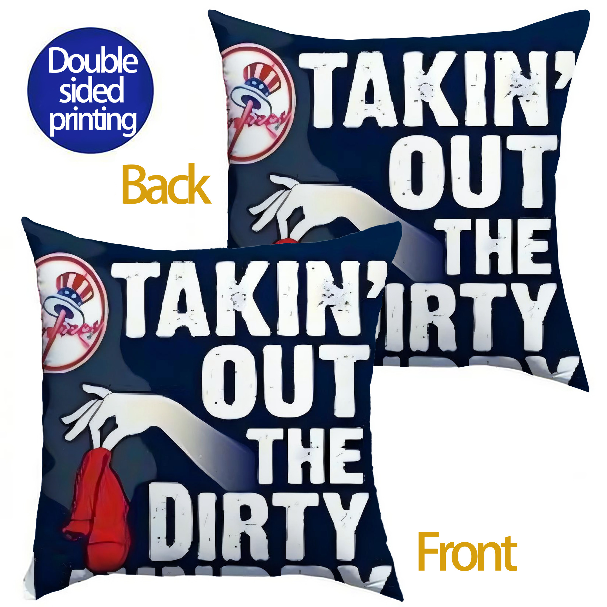 New York Yankees 210 Soft Polyester Pillow Cover With Insert – Double-Sided Design, Invisible Zipper, Durable & Breathable – Easy Care Cushion Set