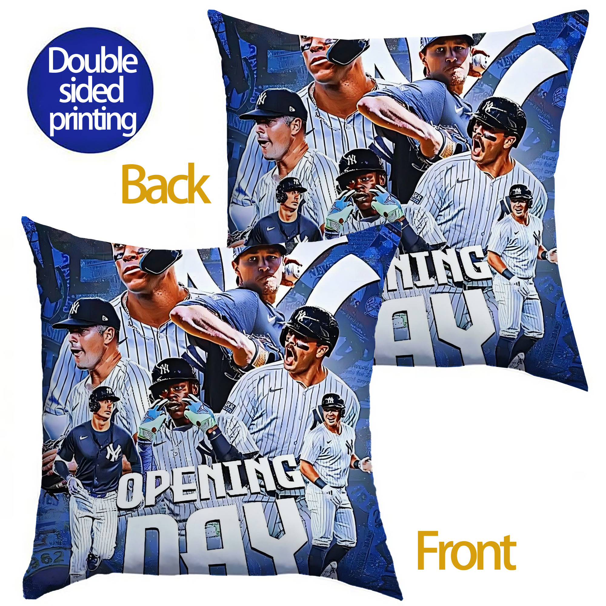 New York Yankees 215 Soft Polyester Pillow Cover With Insert – Double-Sided Design, Invisible Zipper, Durable & Breathable – Easy Care Cushion Set