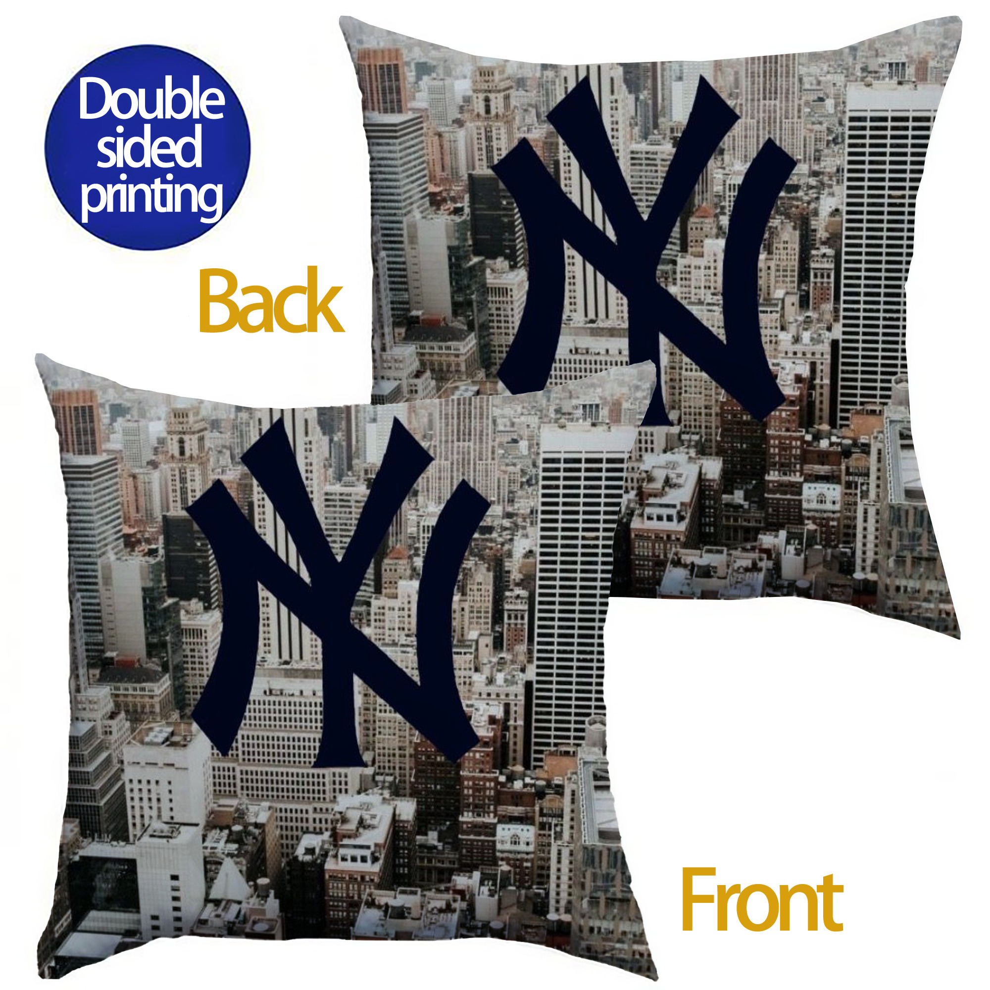 New York Yankees 171 Soft Polyester Pillow Cover With Insert – Double-Sided Design, Invisible Zipper, Durable & Breathable – Easy Care Cushion Set