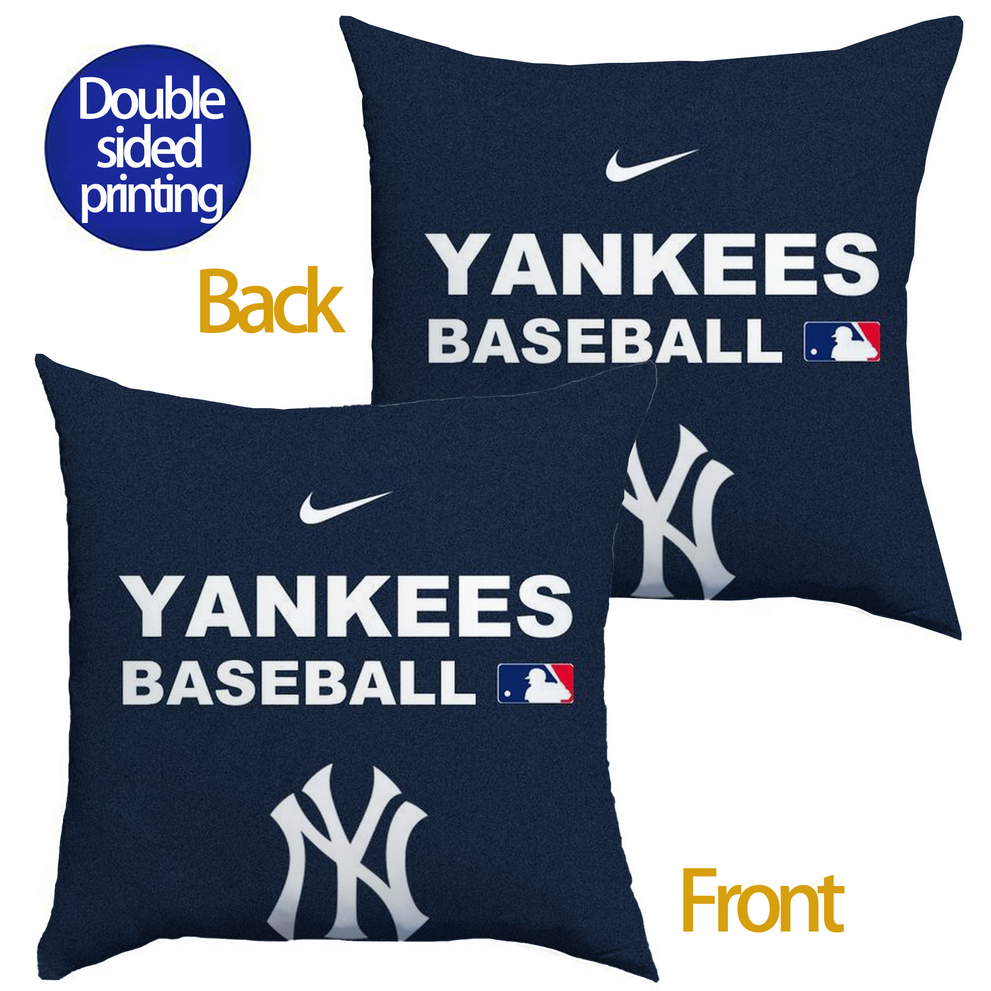New York Yankees 214 Soft Polyester Pillow Cover With Insert – Double-Sided Design, Invisible Zipper, Durable & Breathable – Easy Care Cushion Set