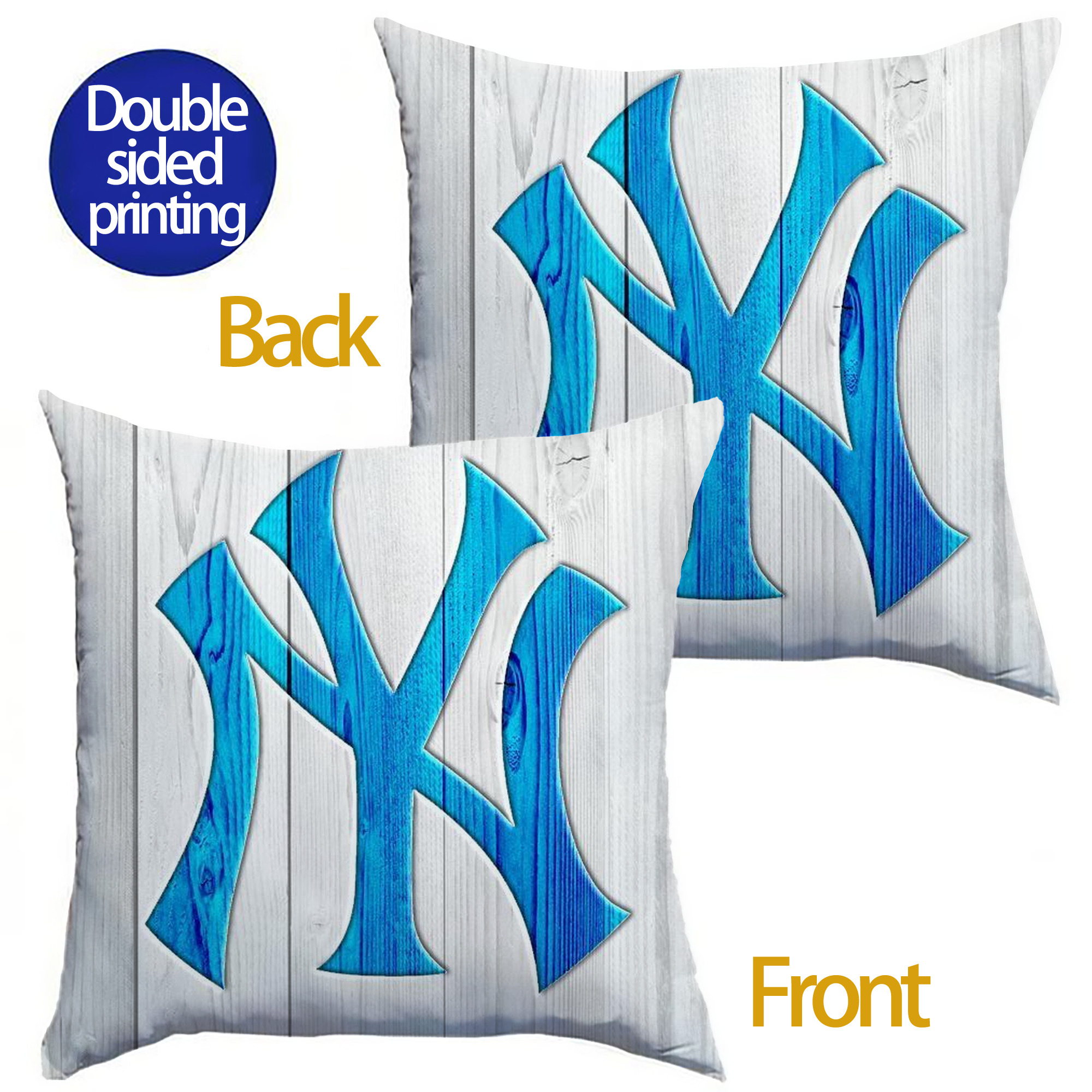 New York Yankees 156 Soft Polyester Pillow Cover With Insert – Double-Sided Design, Invisible Zipper, Durable & Breathable – Easy Care Cushion Set
