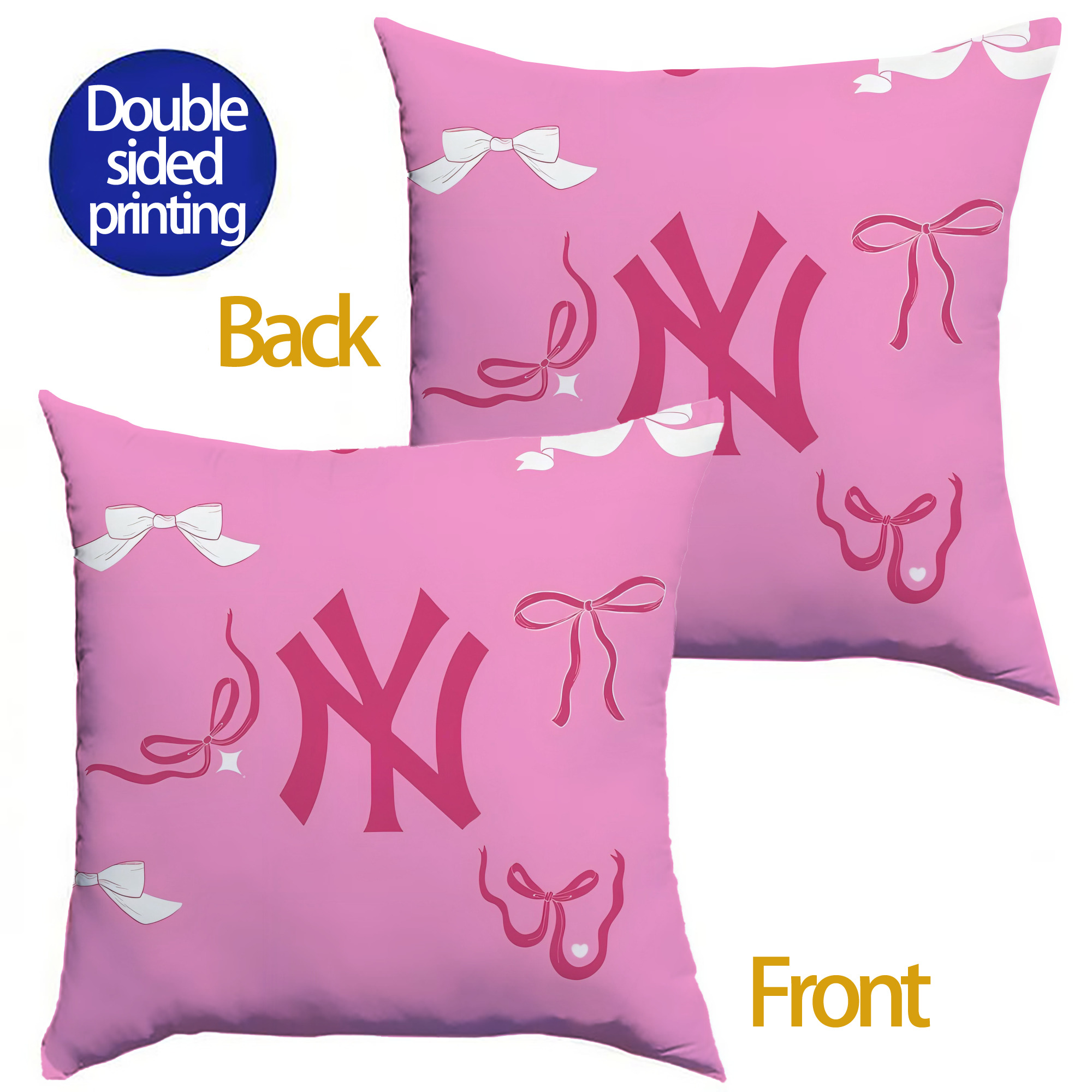 New York Yankees 220 Soft Polyester Pillow Cover With Insert – Double-Sided Design, Invisible Zipper, Durable & Breathable – Easy Care Cushion Set