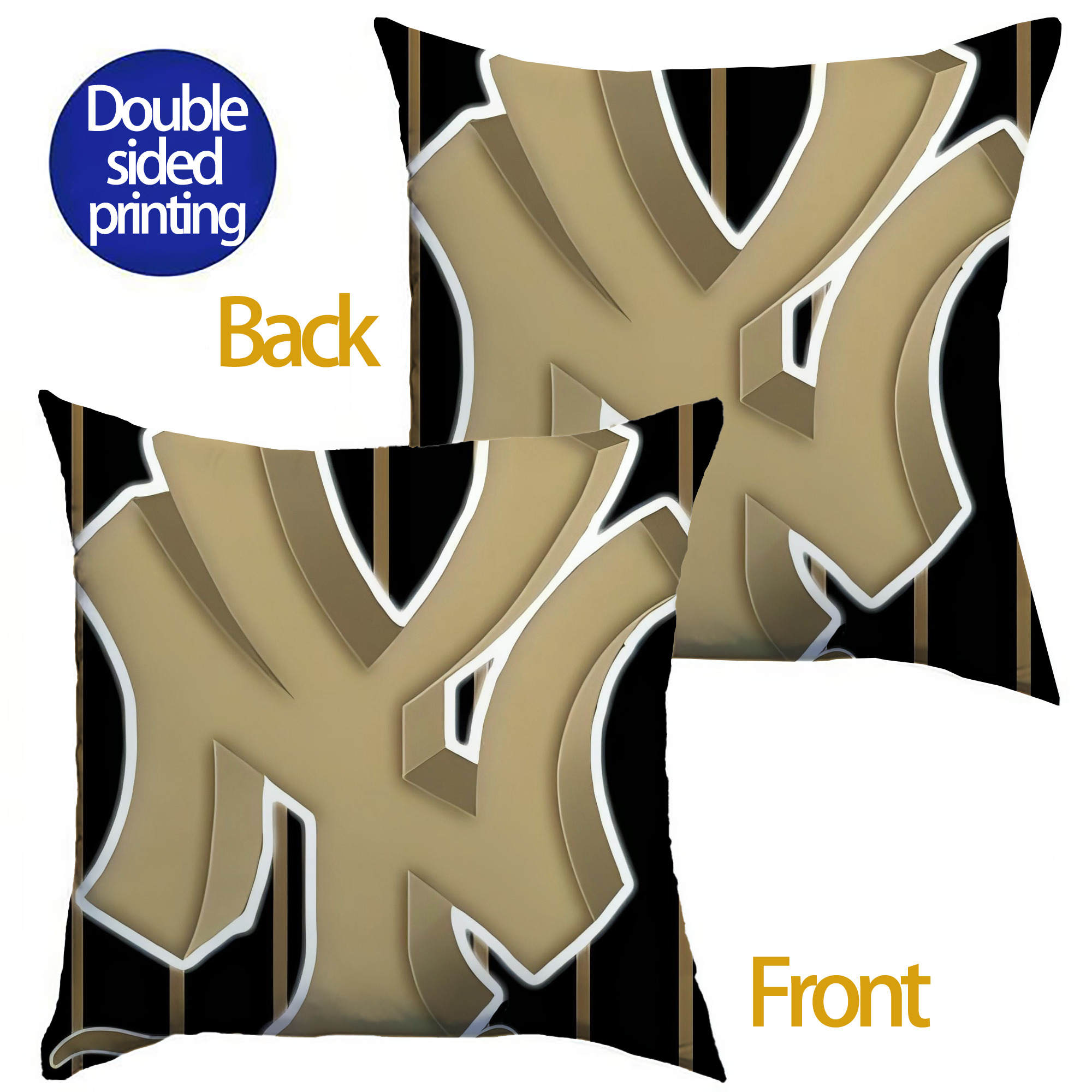 New York Yankees 185 Soft Polyester Pillow Cover With Insert – Double-Sided Design, Invisible Zipper, Durable & Breathable – Easy Care Cushion Set