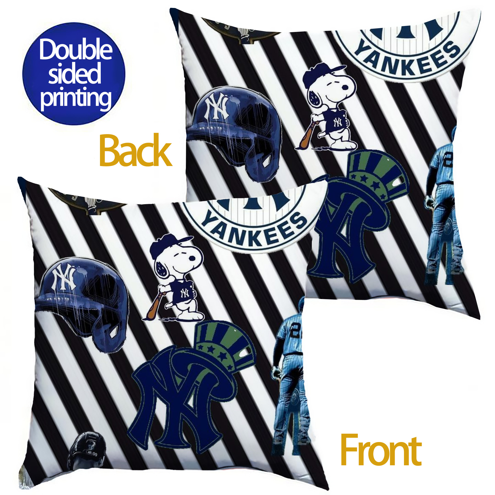 New York Yankees 231 Soft Polyester Pillow Cover With Insert – Double-Sided Design, Invisible Zipper, Durable & Breathable – Easy Care Cushion Set