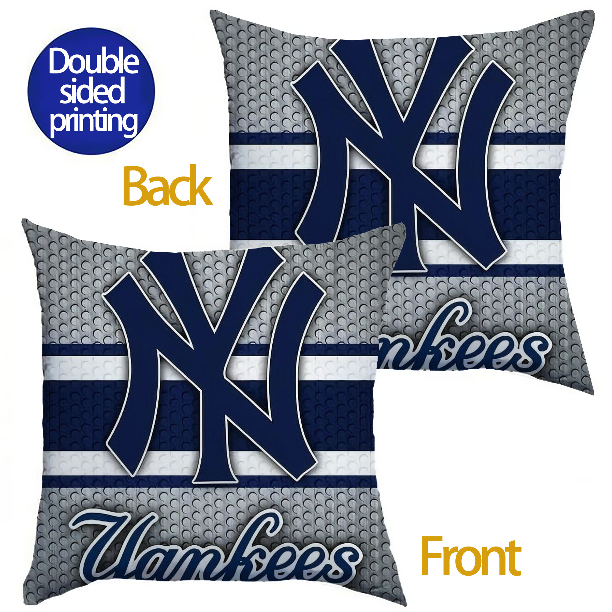 New York Yankees 311 Soft Polyester Pillow Cover With Insert – Double-Sided Design, Invisible Zipper, Durable & Breathable – Easy Care Cushion Set