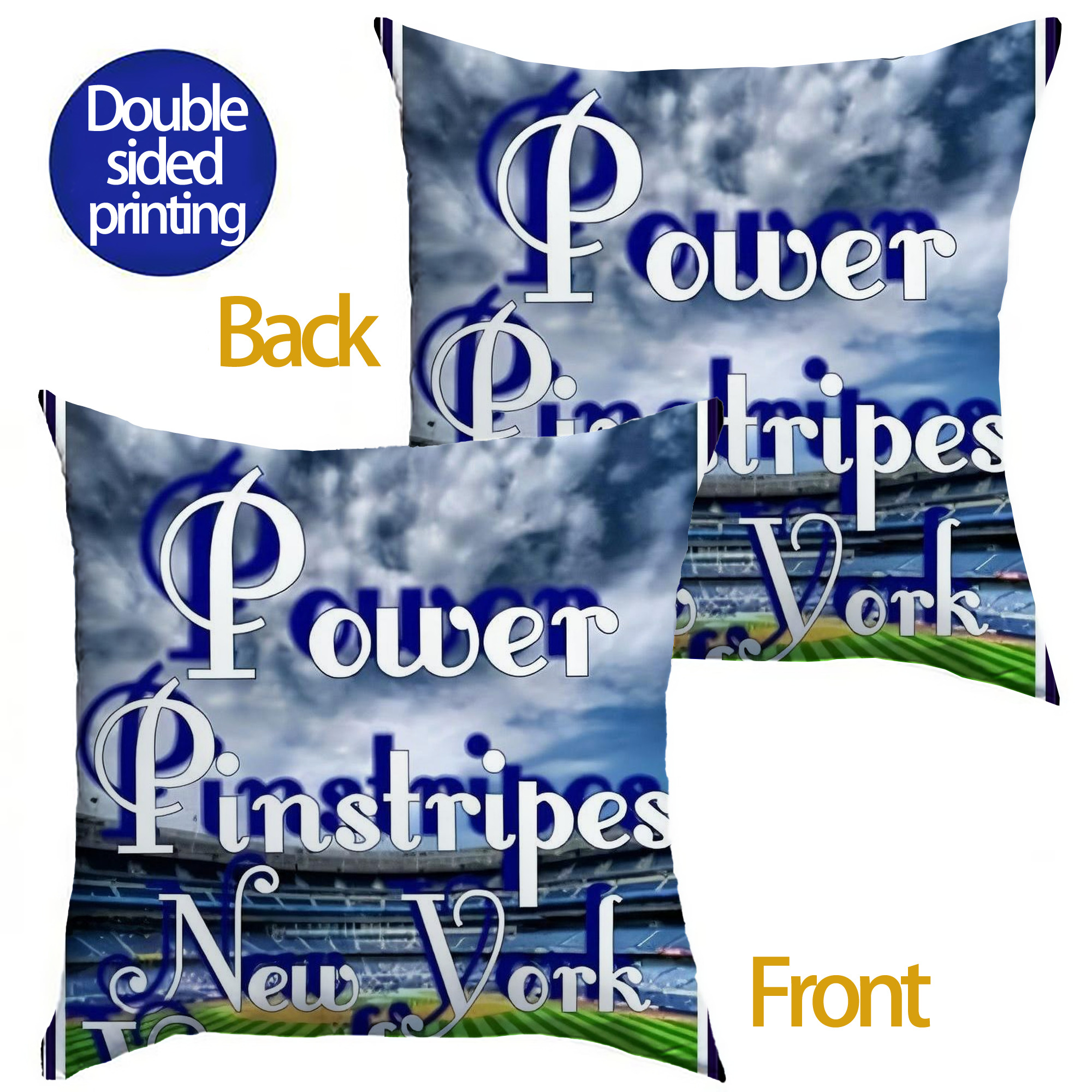 New York Yankees 309 Soft Polyester Pillow Cover With Insert – Double-Sided Design, Invisible Zipper, Durable & Breathable – Easy Care Cushion Set