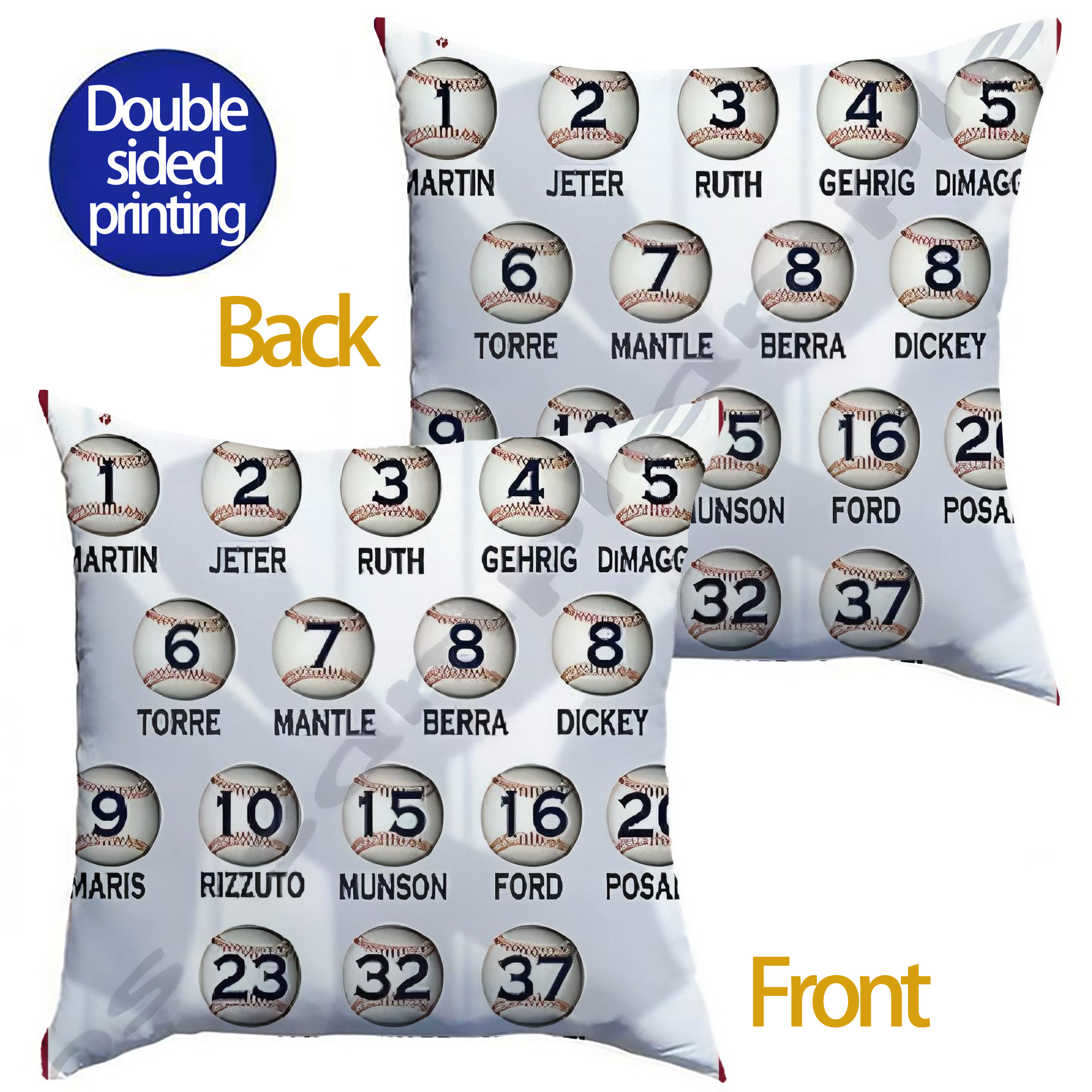 New York Yankees 201 Soft Polyester Pillow Cover With Insert – Double-Sided Design, Invisible Zipper, Durable & Breathable – Easy Care Cushion Set