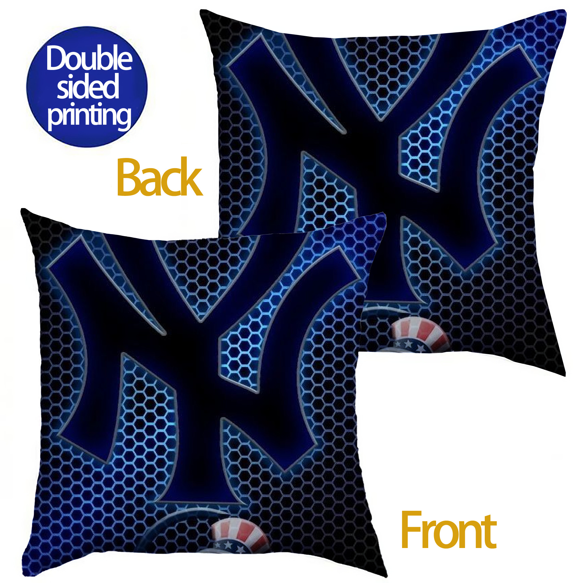New York Yankees 319 Soft Polyester Pillow Cover With Insert – Double-Sided Design, Invisible Zipper, Durable & Breathable – Easy Care Cushion Set