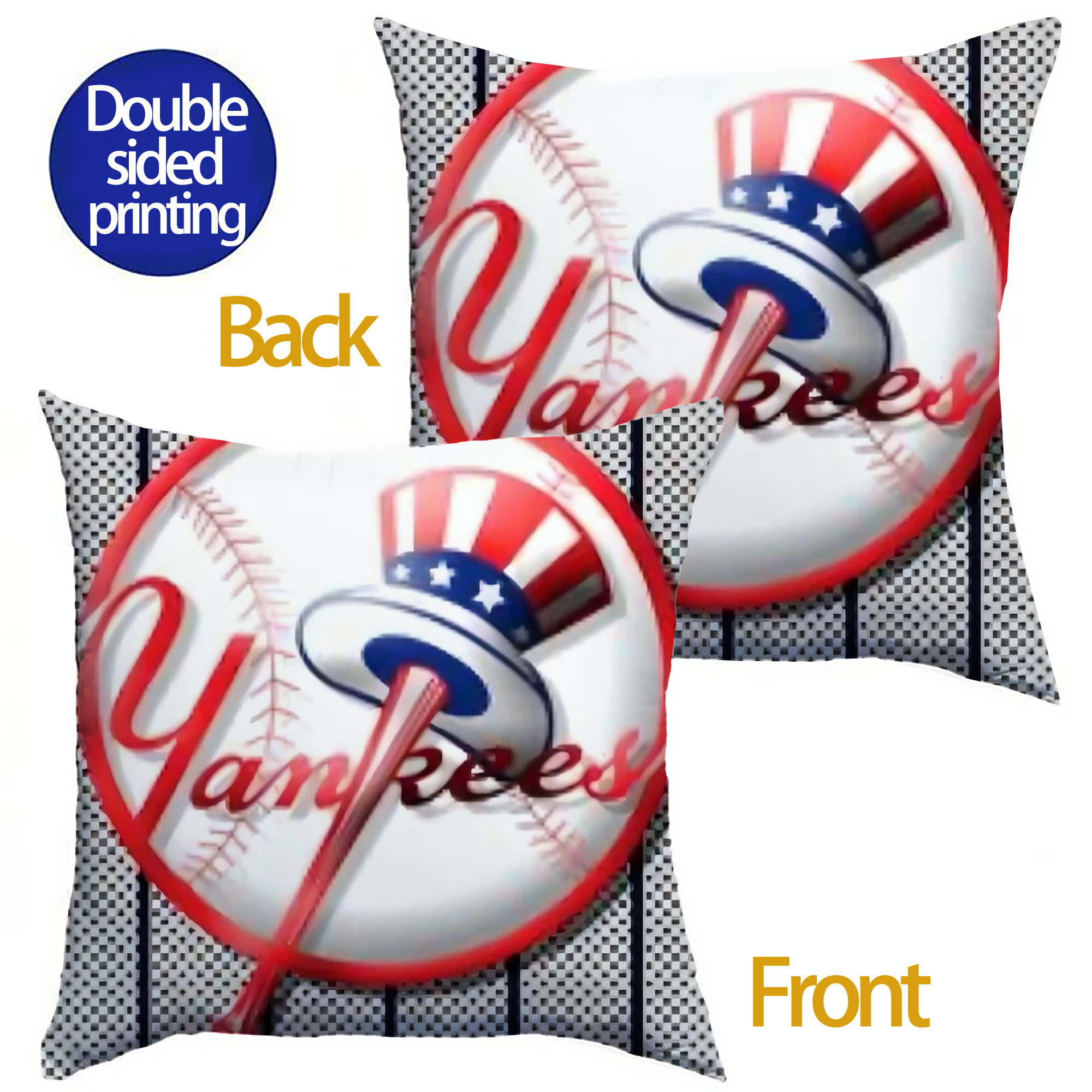New York Yankees 191 Soft Polyester Pillow Cover With Insert – Double-Sided Design, Invisible Zipper, Durable & Breathable – Easy Care Cushion Set