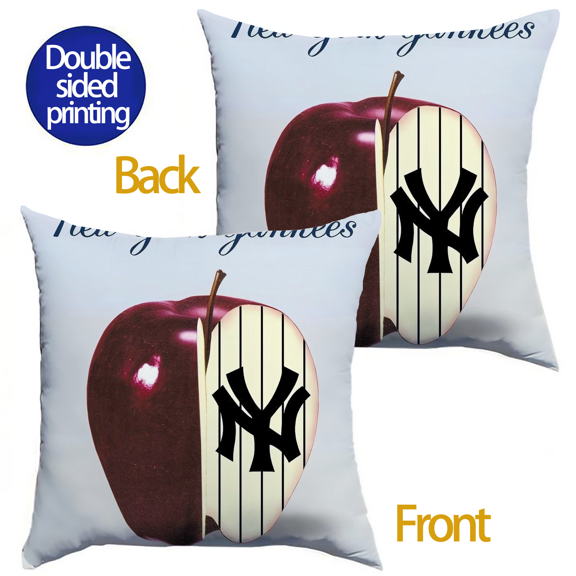 New York Yankees 202 Soft Polyester Pillow Cover With Insert – Double-Sided Design, Invisible Zipper, Durable & Breathable – Easy Care Cushion Set