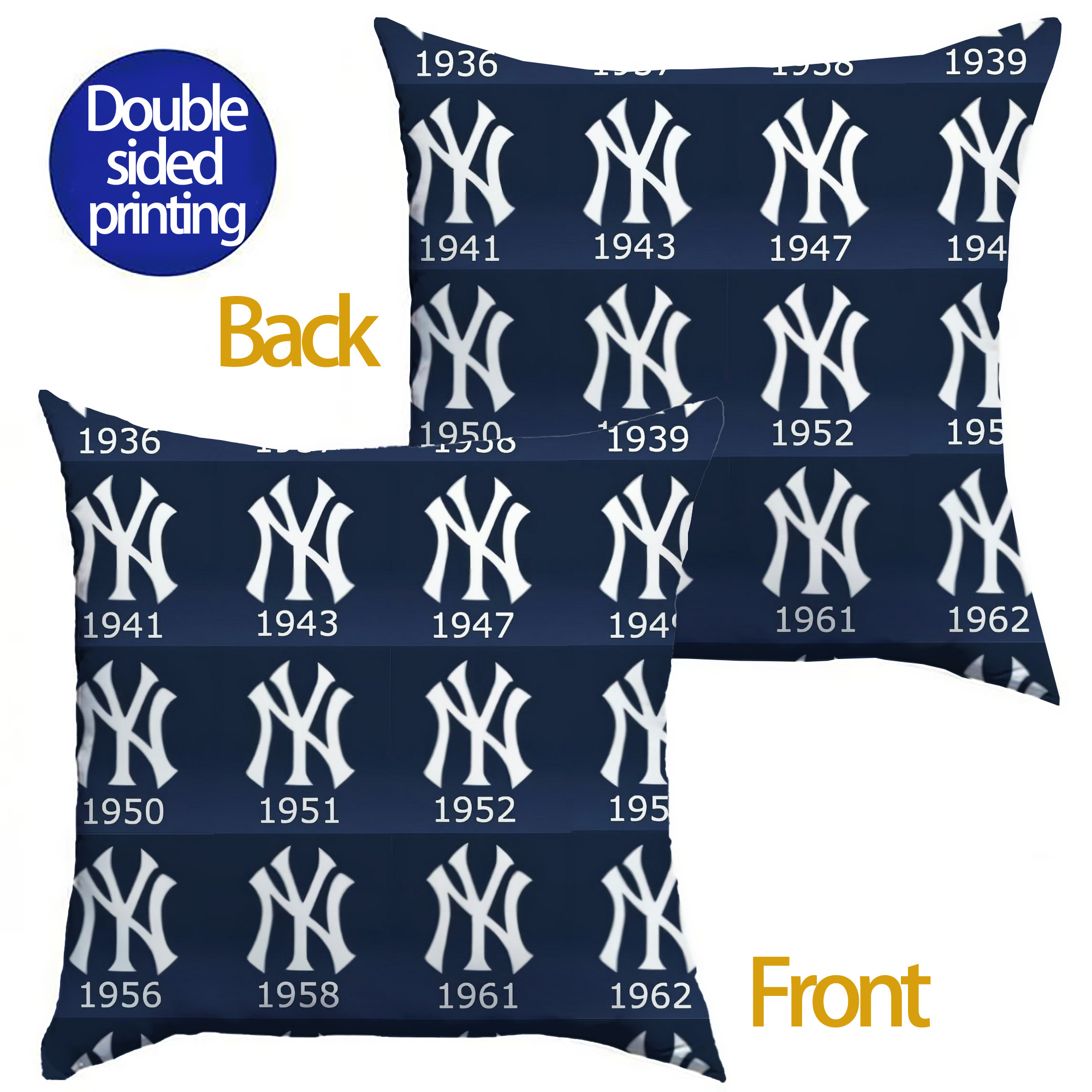 New York Yankees 229 Soft Polyester Pillow Cover With Insert – Double-Sided Design, Invisible Zipper, Durable & Breathable – Easy Care Cushion Set