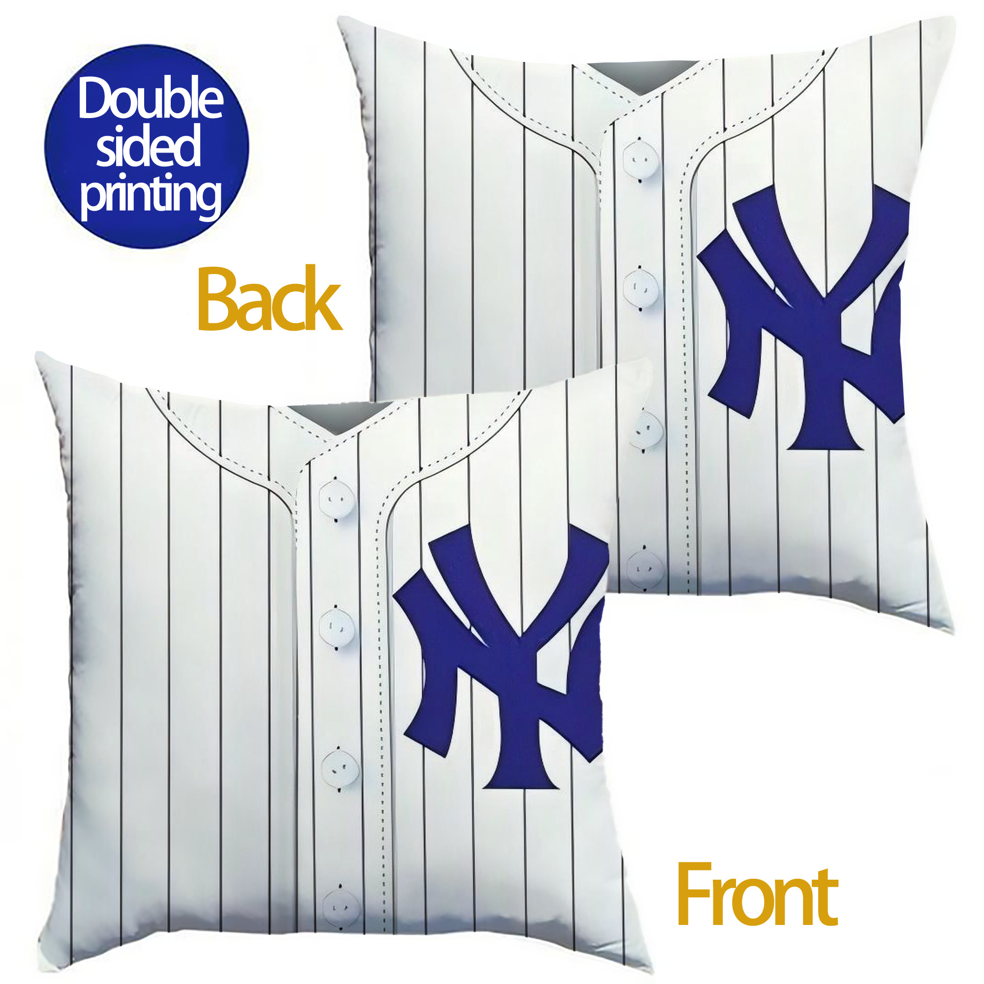 New York Yankees 213 Soft Polyester Pillow Cover With Insert – Double-Sided Design, Invisible Zipper, Durable & Breathable – Easy Care Cushion Set