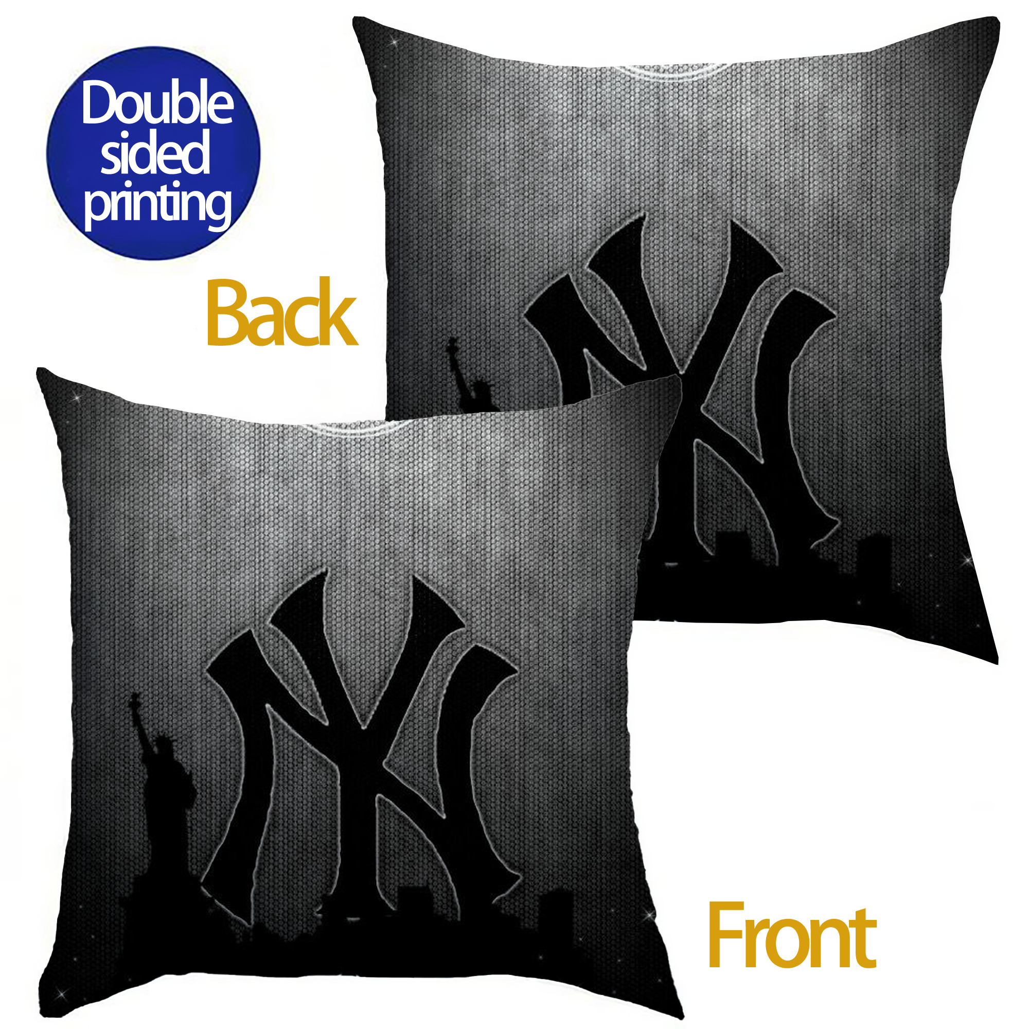 New York Yankees 313 Soft Polyester Pillow Cover With Insert – Double-Sided Design, Invisible Zipper, Durable & Breathable – Easy Care Cushion Set