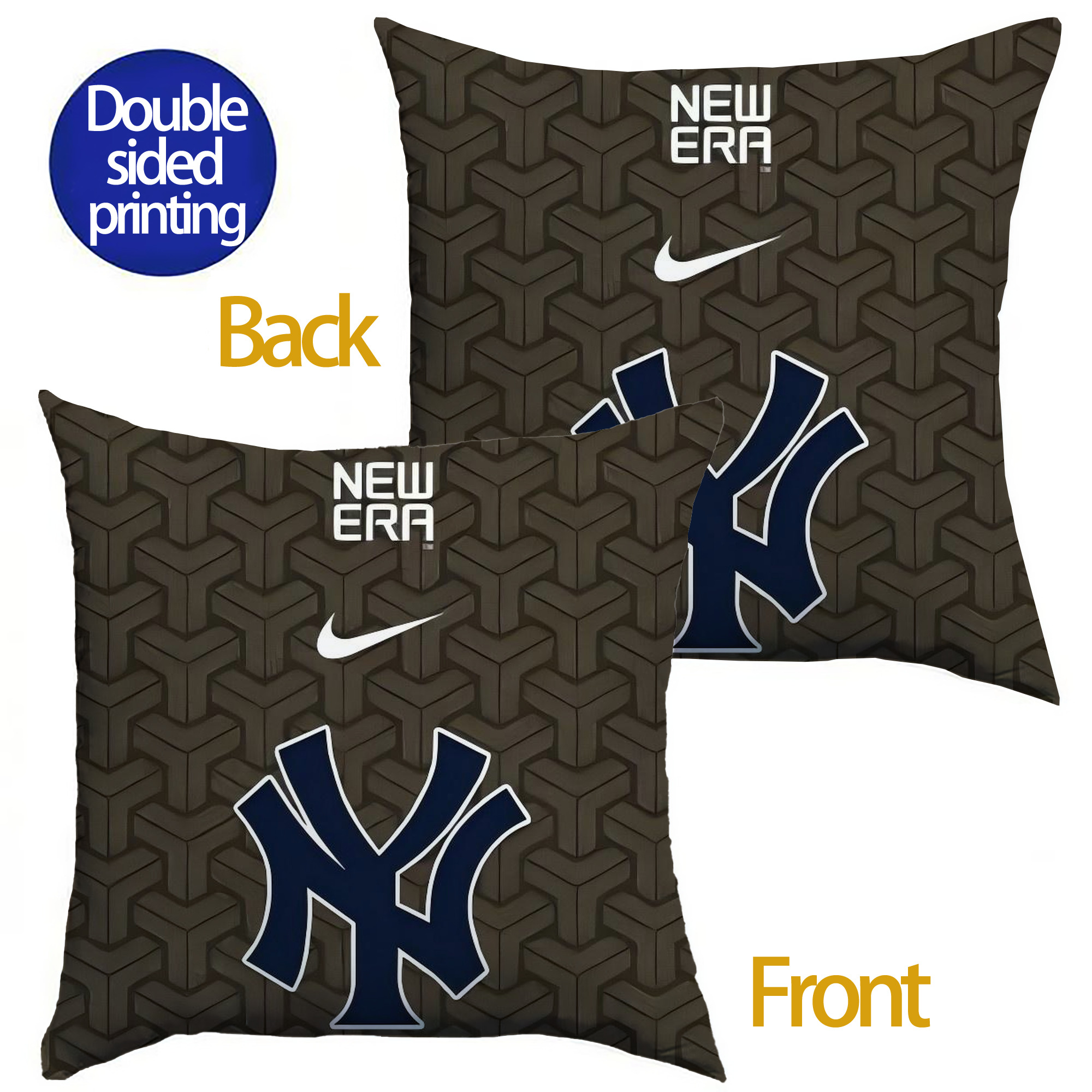 New York Yankees 318 Soft Polyester Pillow Cover With Insert – Double-Sided Design, Invisible Zipper, Durable & Breathable – Easy Care Cushion Set