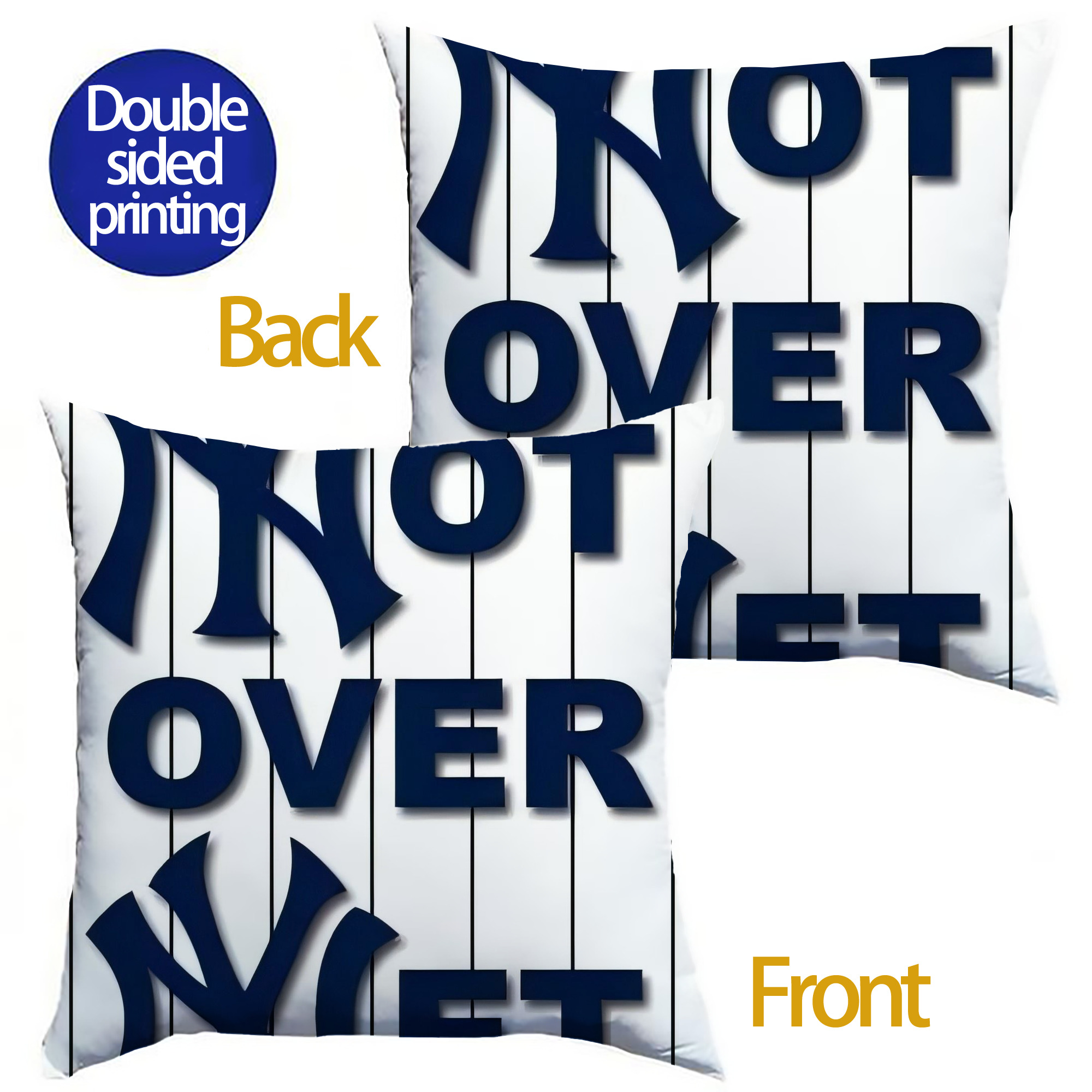 New York Yankees Not over Net Soft Polyester Pillow Cover With Insert – Double-Sided Design, Invisible Zipper, Durable & Breathable – Easy Care Cushion Set
