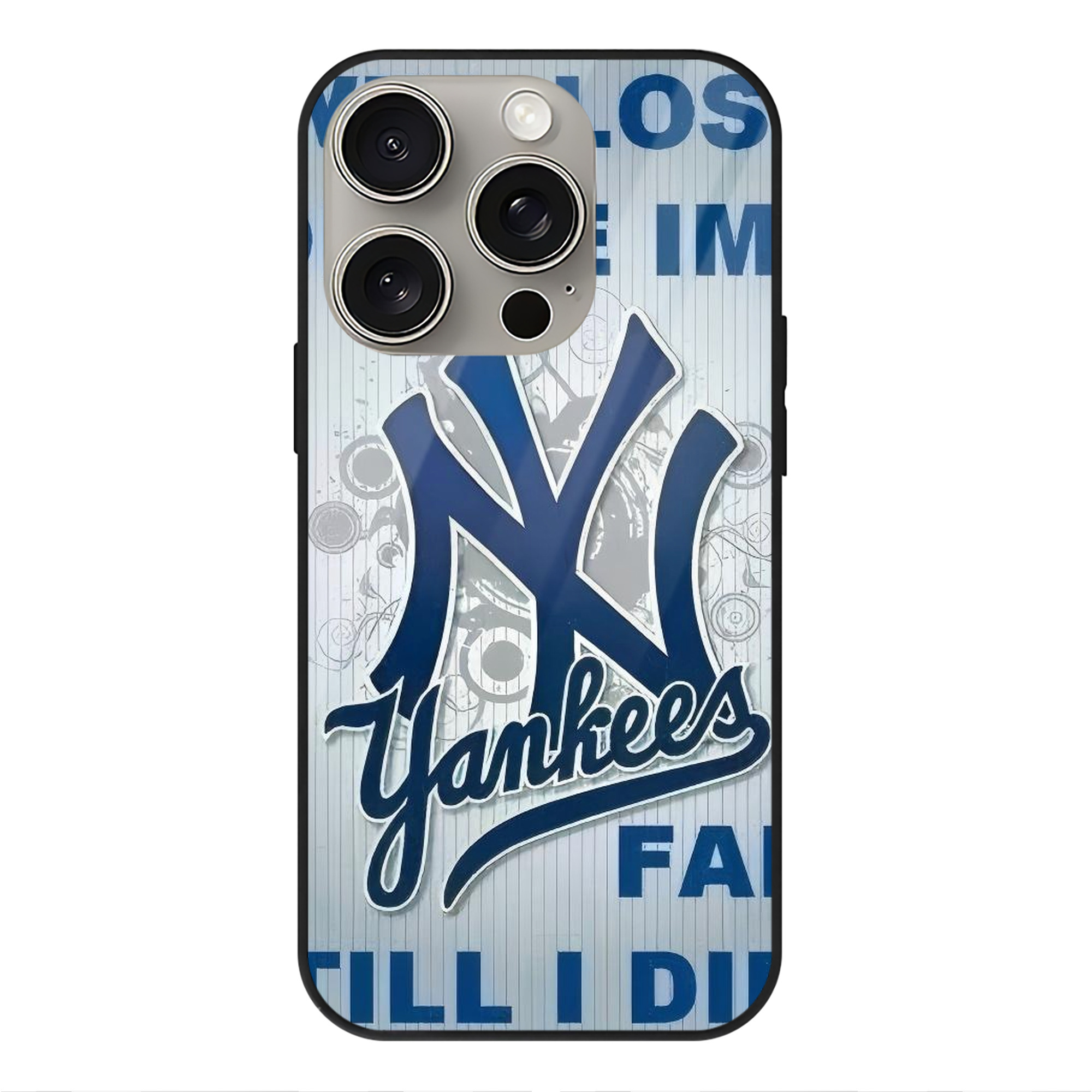 New York Yankees 100 IPhone 15 Pro Mirror Phone Case – UV Printed Glass + TPU – Scratch-Resistant, Wireless Charging Compatible, Precise Fit & Stylish Design