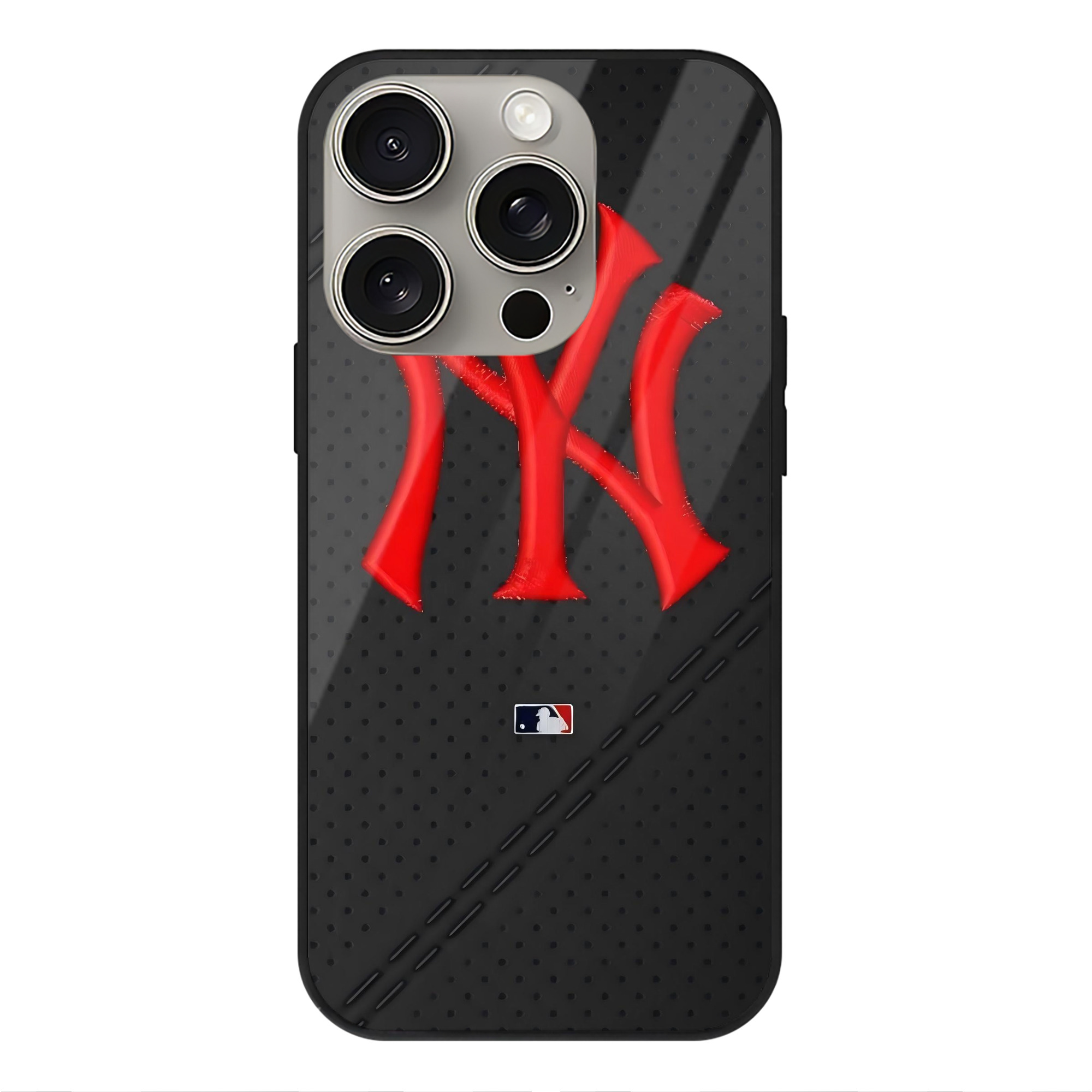 New York Yankees 121 IPhone 15 Pro Mirror Phone Case – UV Printed Glass + TPU – Scratch-Resistant, Wireless Charging Compatible, Precise Fit & Stylish Design