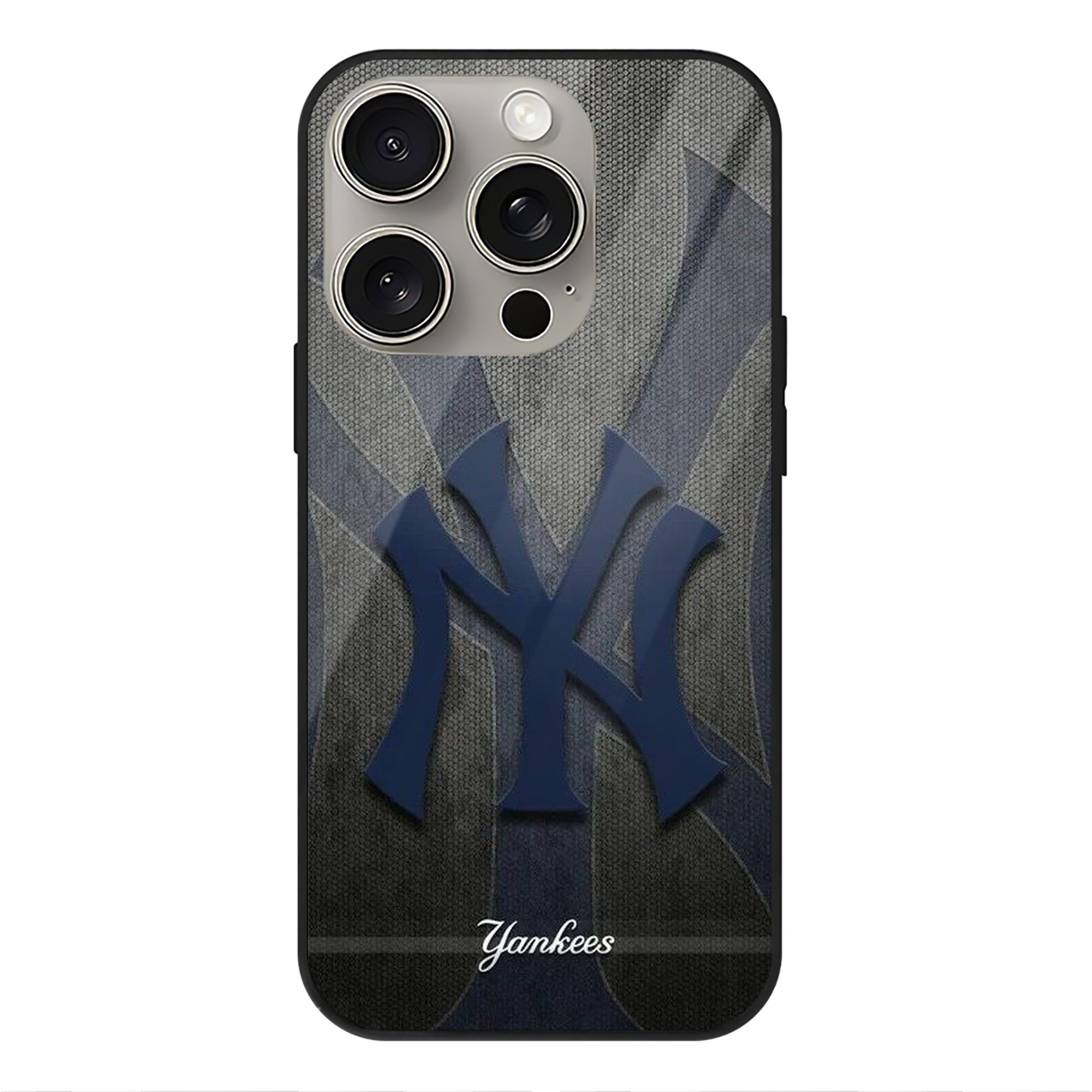 New York Yankees 153 IPhone 15 Pro Mirror Phone Case – UV Printed Glass + TPU – Scratch-Resistant, Wireless Charging Compatible, Precise Fit & Stylish Design