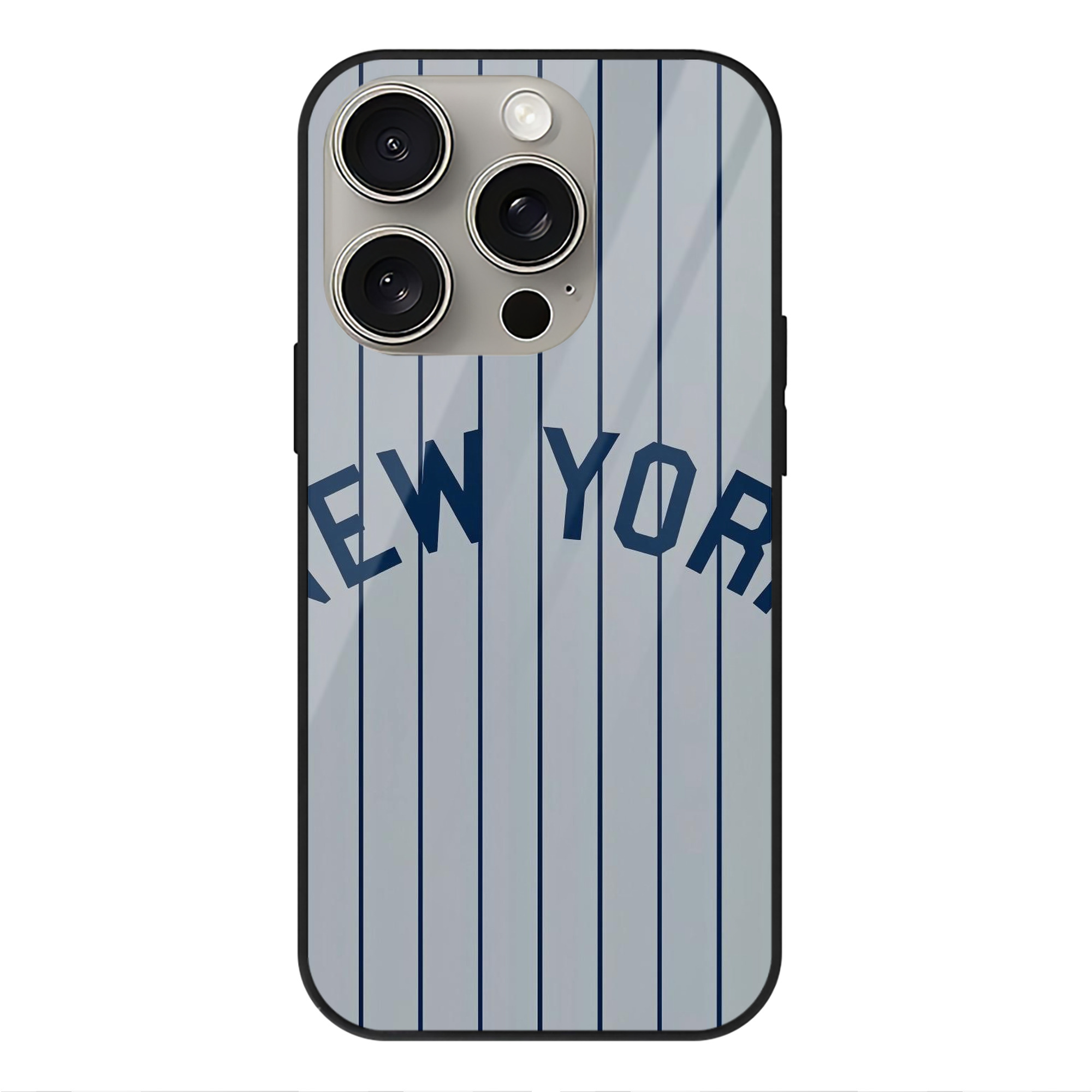 New York Yankees 159 IPhone 15 Pro Mirror Phone Case – UV Printed Glass + TPU – Scratch-Resistant, Wireless Charging Compatible, Precise Fit & Stylish Design