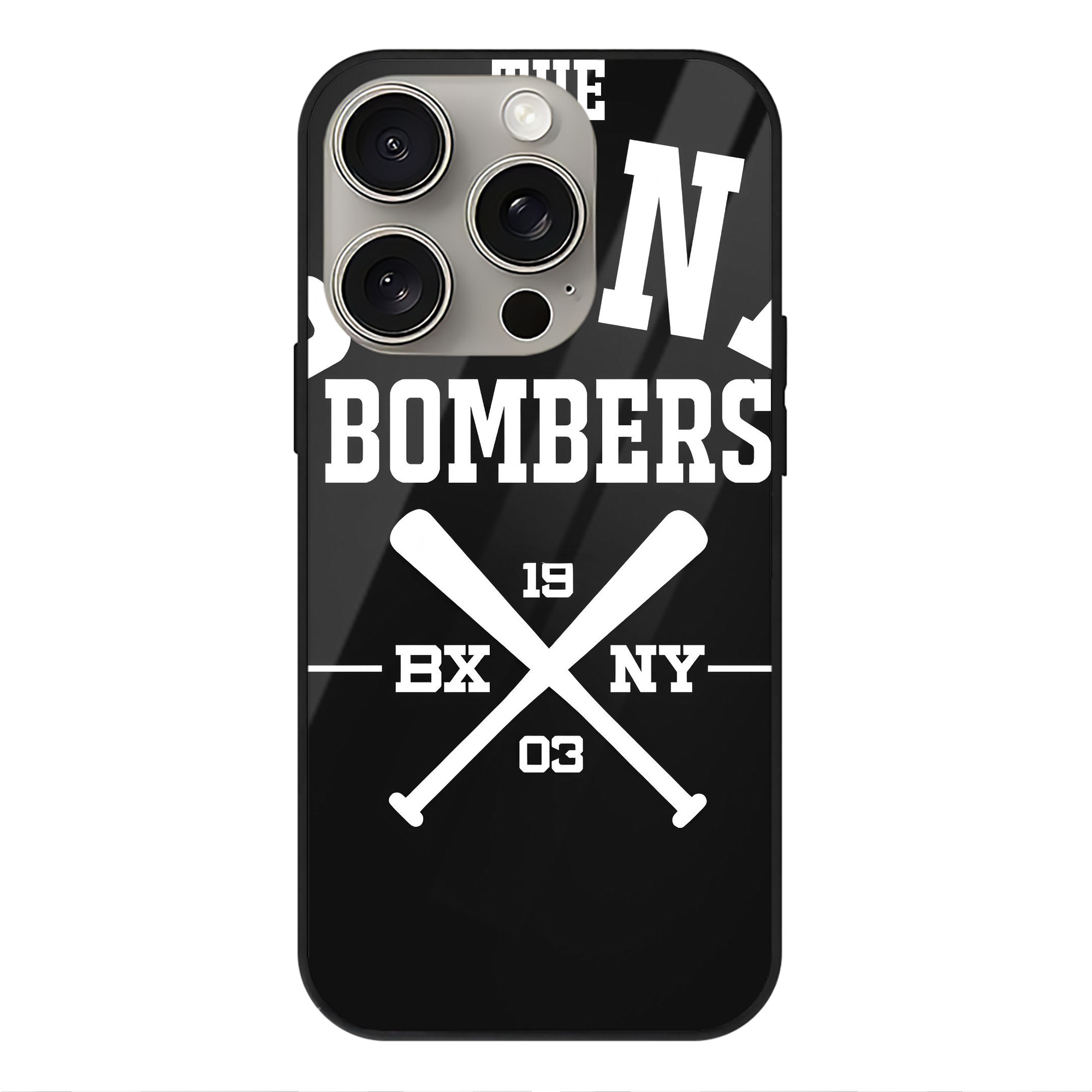 New York Yankees 163 IPhone 15 Pro Mirror Phone Case – UV Printed Glass + TPU – Scratch-Resistant, Wireless Charging Compatible, Precise Fit & Stylish Design