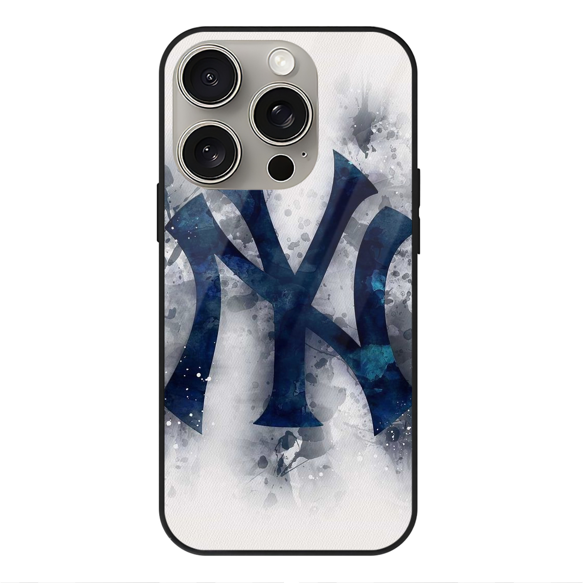 New York Yankees 170 IPhone 15 Pro Mirror Phone Case – UV Printed Glass + TPU – Scratch-Resistant, Wireless Charging Compatible, Precise Fit & Stylish Design