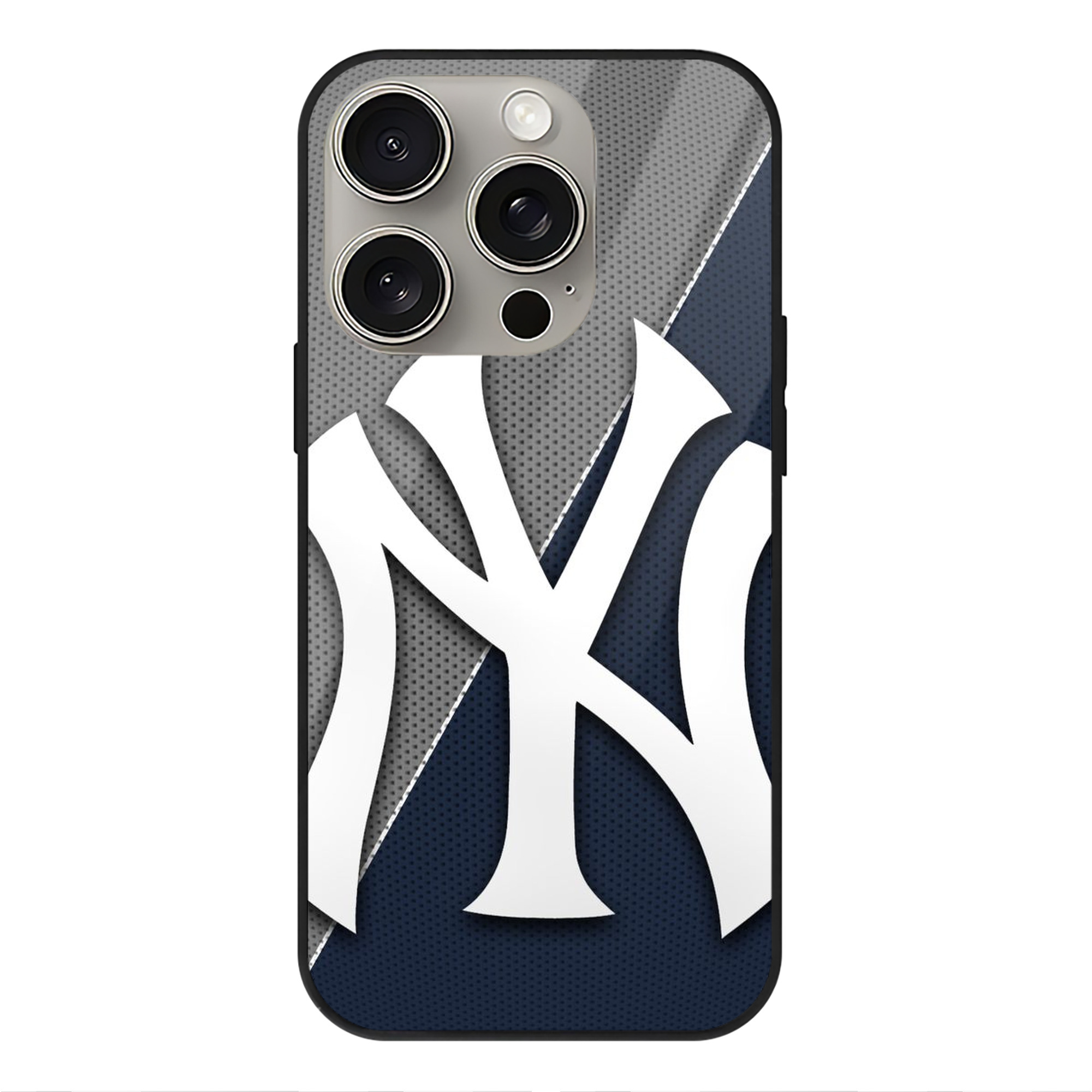 New York Yankees 177 IPhone 15 Pro Mirror Phone Case – UV Printed Glass + TPU – Scratch-Resistant, Wireless Charging Compatible, Precise Fit & Stylish Design