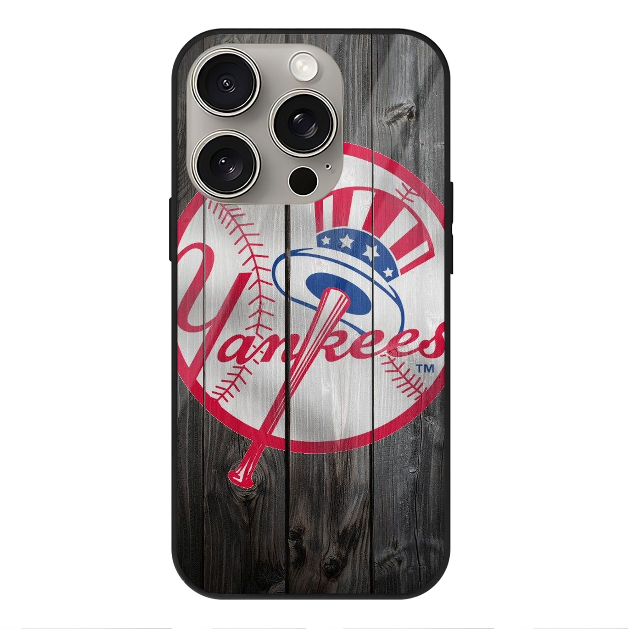 New York Yankees 189 IPhone 15 Pro Mirror Phone Case – UV Printed Glass + TPU – Scratch-Resistant, Wireless Charging Compatible, Precise Fit & Stylish Design