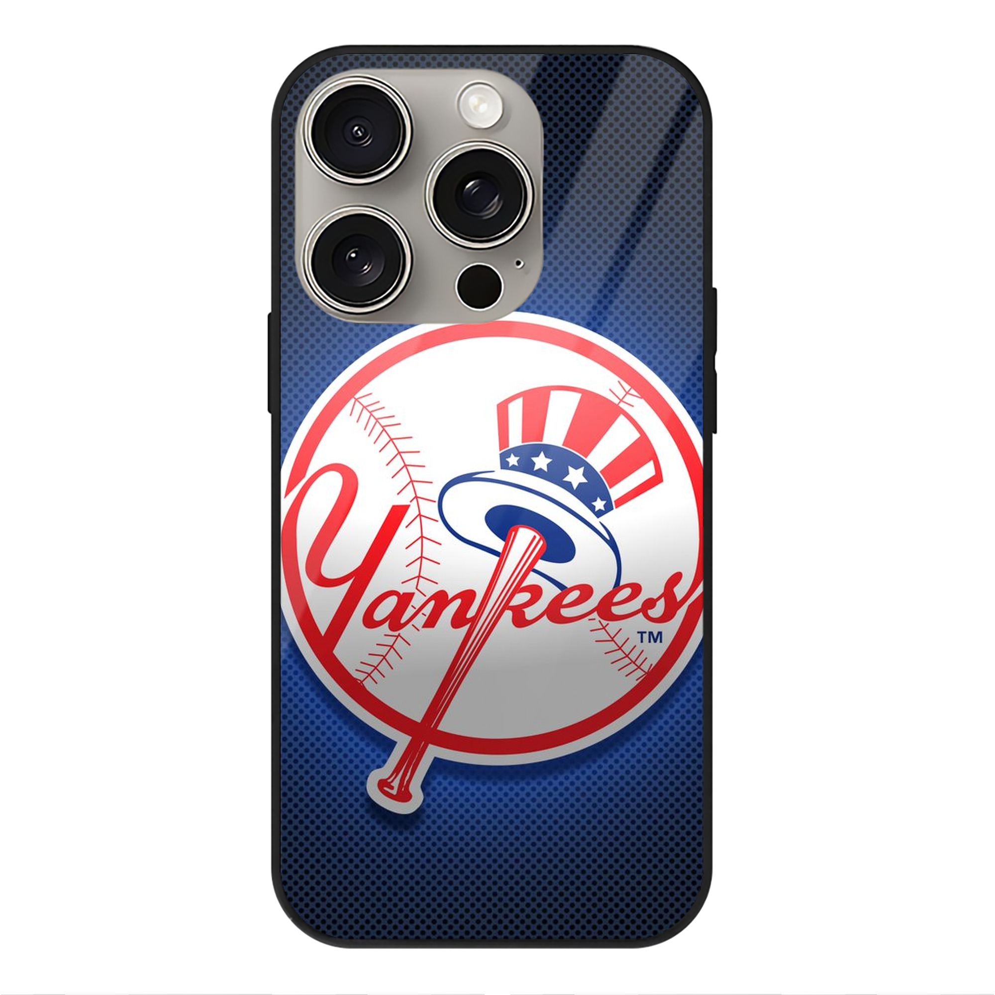 New York Yankees 193 IPhone 15 Pro Mirror Phone Case – UV Printed Glass + TPU – Scratch-Resistant, Wireless Charging Compatible, Precise Fit & Stylish Design