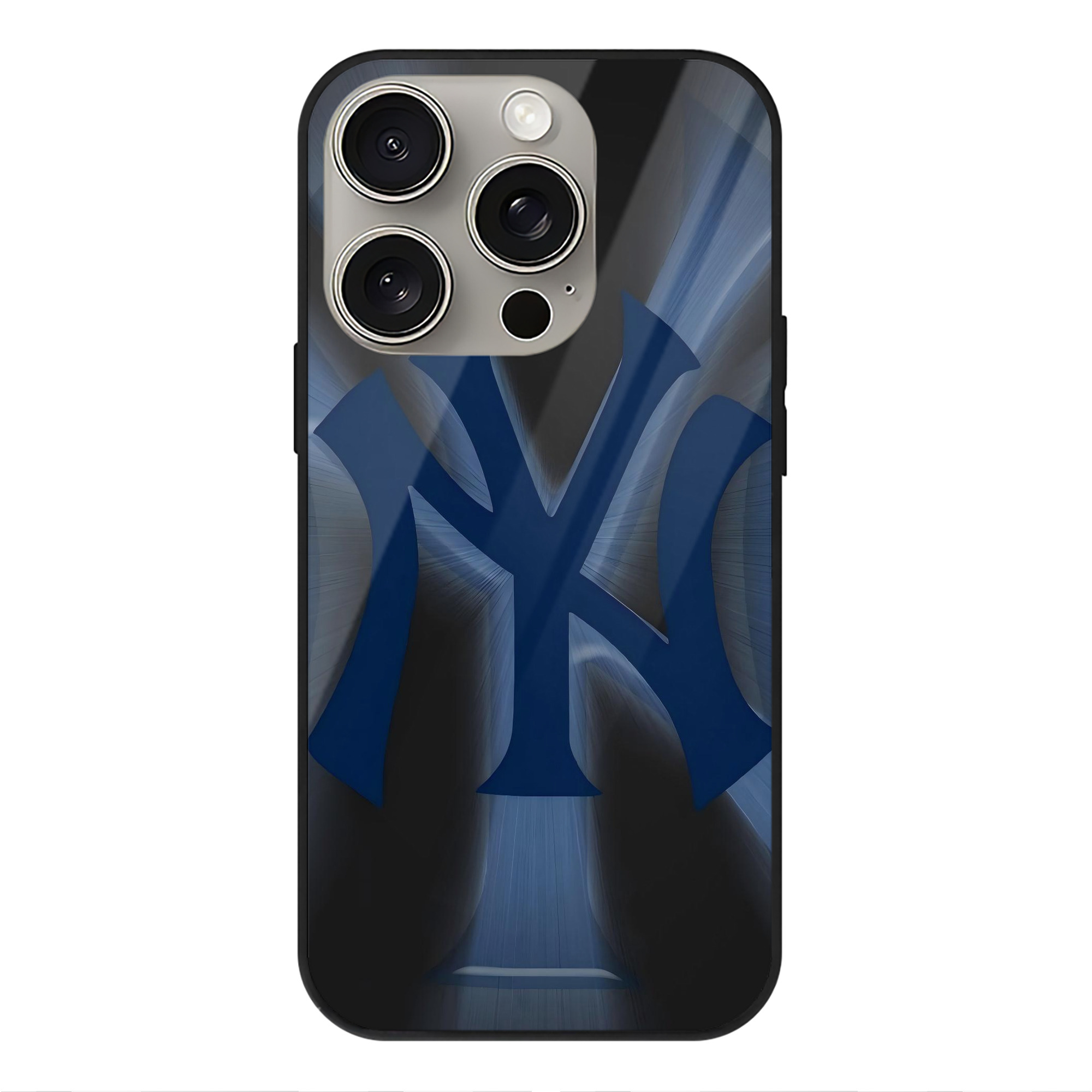 New York Yankees 110 IPhone 15 Pro Mirror Phone Case – UV Printed Glass + TPU – Scratch-Resistant, Wireless Charging Compatible, Precise Fit & Stylish Design