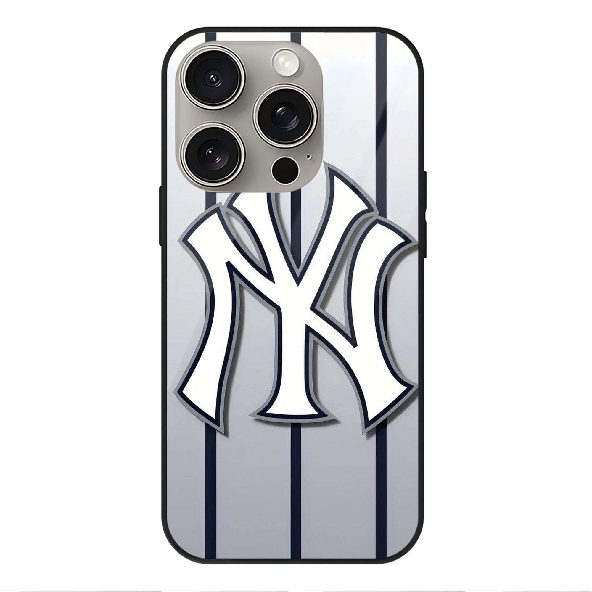 New York Yankees 118 IPhone 15 Pro Mirror Phone Case – UV Printed Glass + TPU – Scratch-Resistant, Wireless Charging Compatible, Precise Fit & Stylish Design