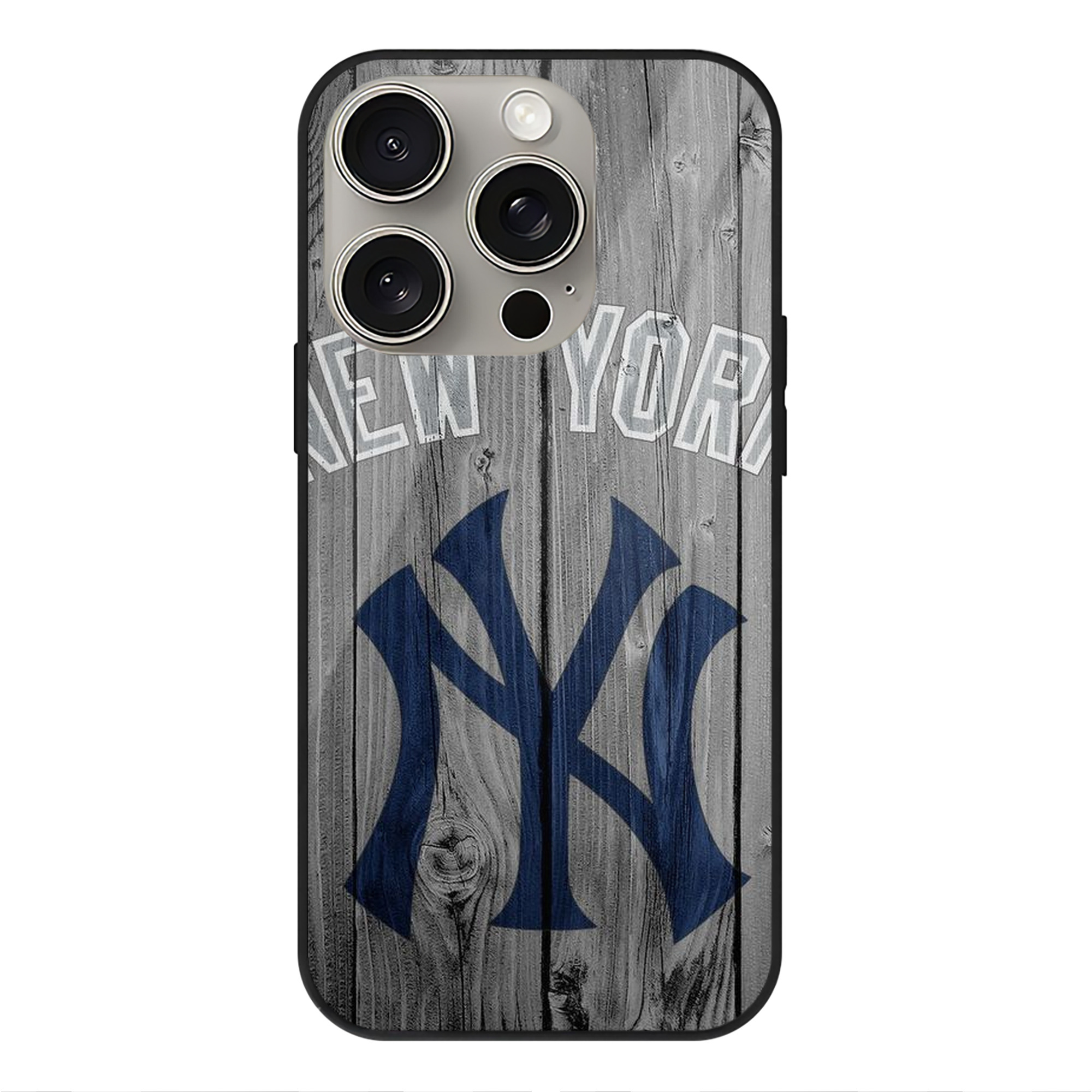 New York Yankees 204 IPhone 15 Pro Mirror Phone Case – UV Printed Glass + TPU – Scratch-Resistant, Wireless Charging Compatible, Precise Fit & Stylish Design