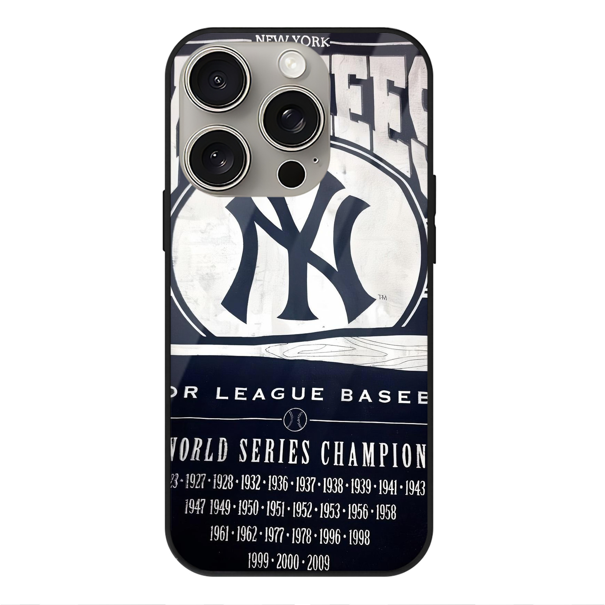 New York Yankees 211 IPhone 15 Pro Mirror Phone Case – UV Printed Glass + TPU – Scratch-Resistant, Wireless Charging Compatible, Precise Fit & Stylish Design