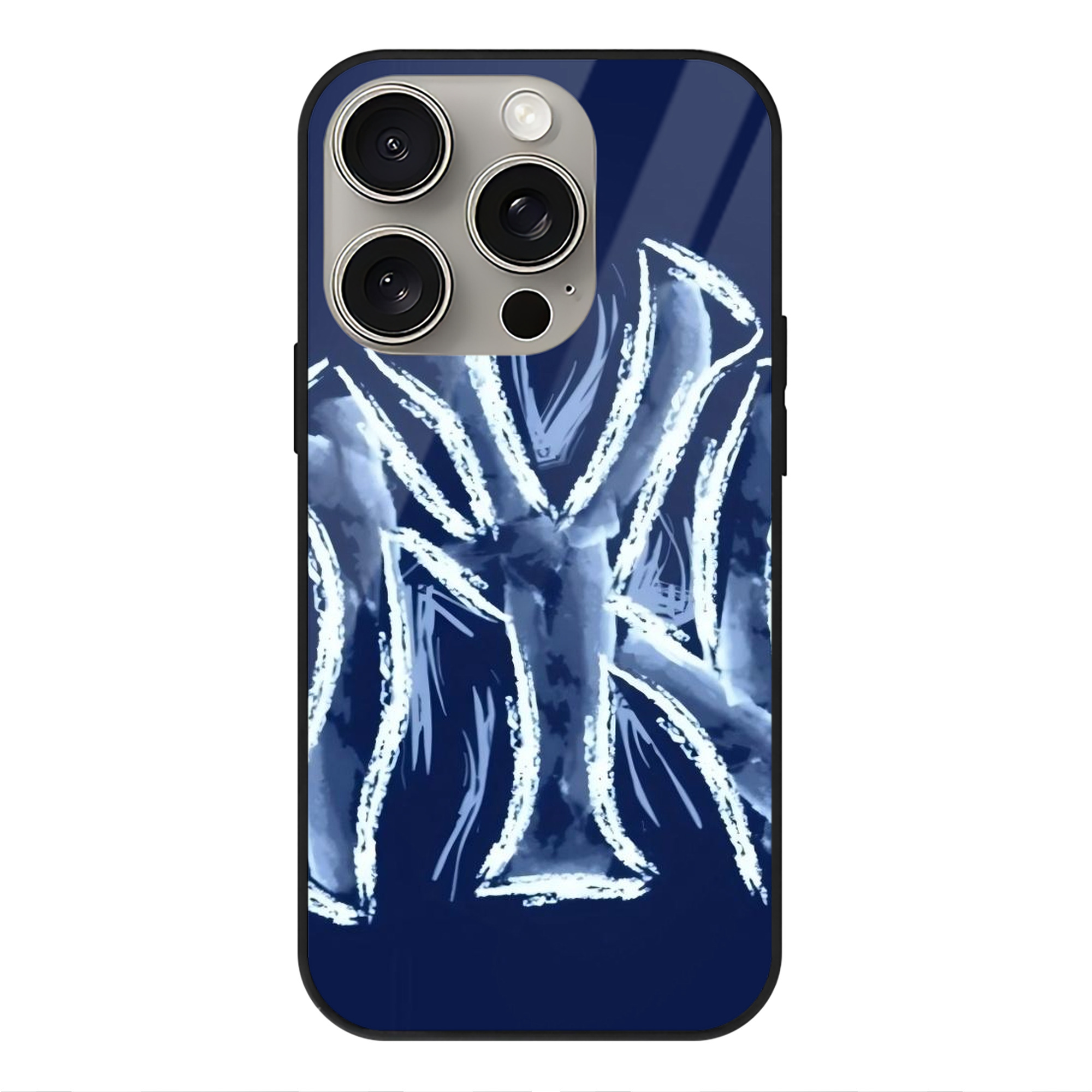 New York Yankees 137 IPhone 15 Pro Mirror Phone Case – UV Printed Glass + TPU – Scratch-Resistant, Wireless Charging Compatible, Precise Fit & Stylish Design